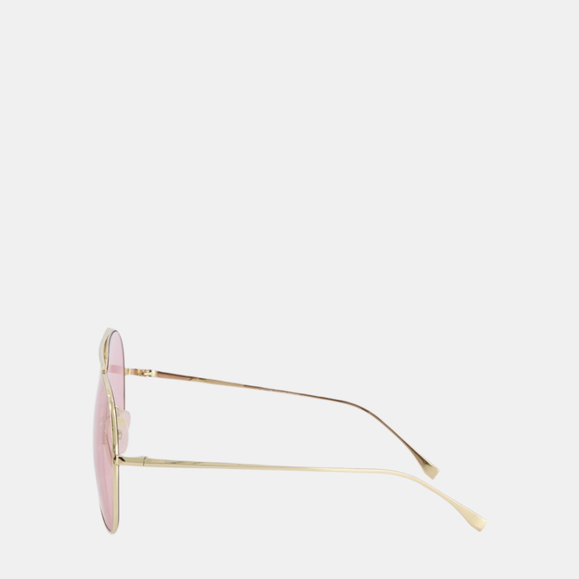 

Fendi Pink FF Aviator Sunglasses with Gold Hardware