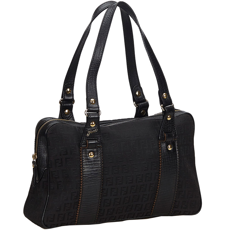 

Fendi Black Zucchino Canvas Business Bag