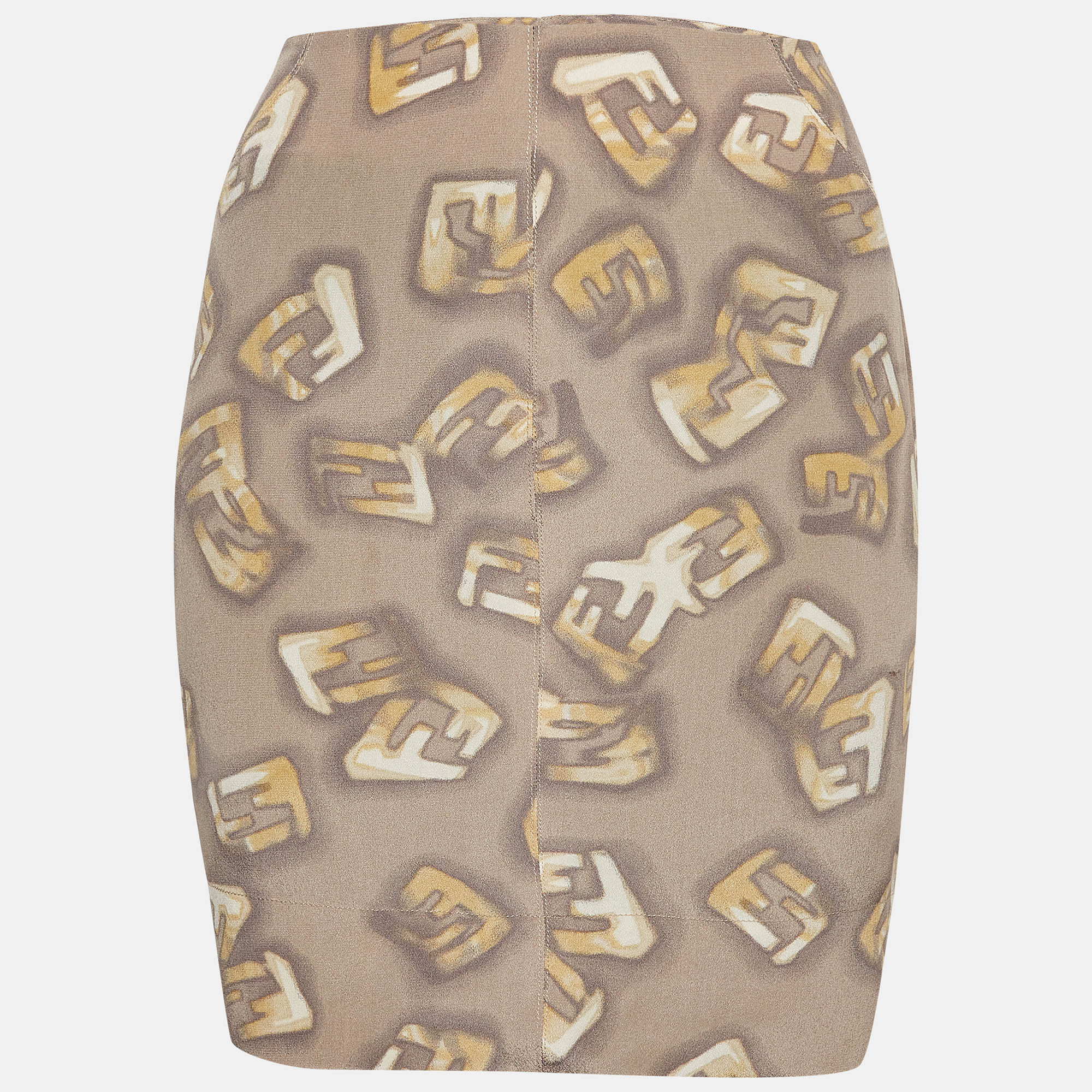 

Fendi Grey Logo Monogram Printed Silk Mini Skirt M