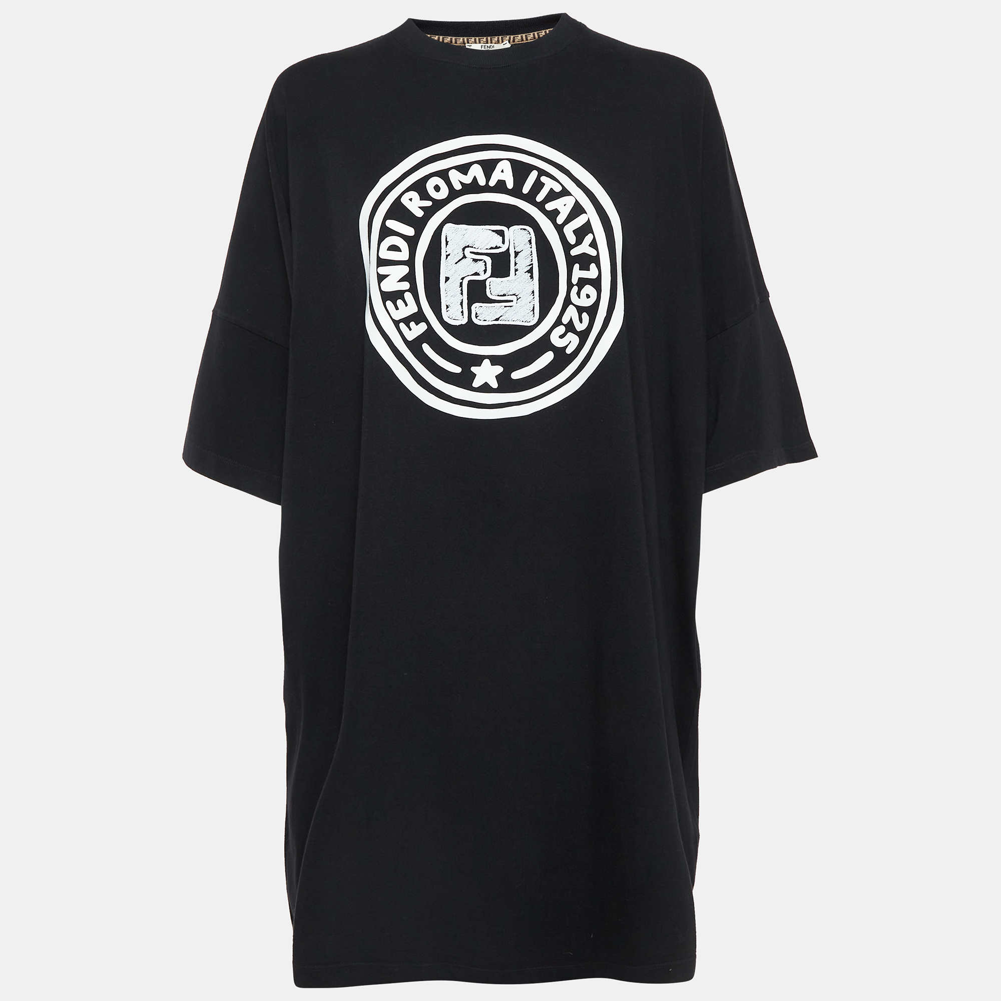 

Fendi Black Printed Cotton Oversized T-Shirt XS