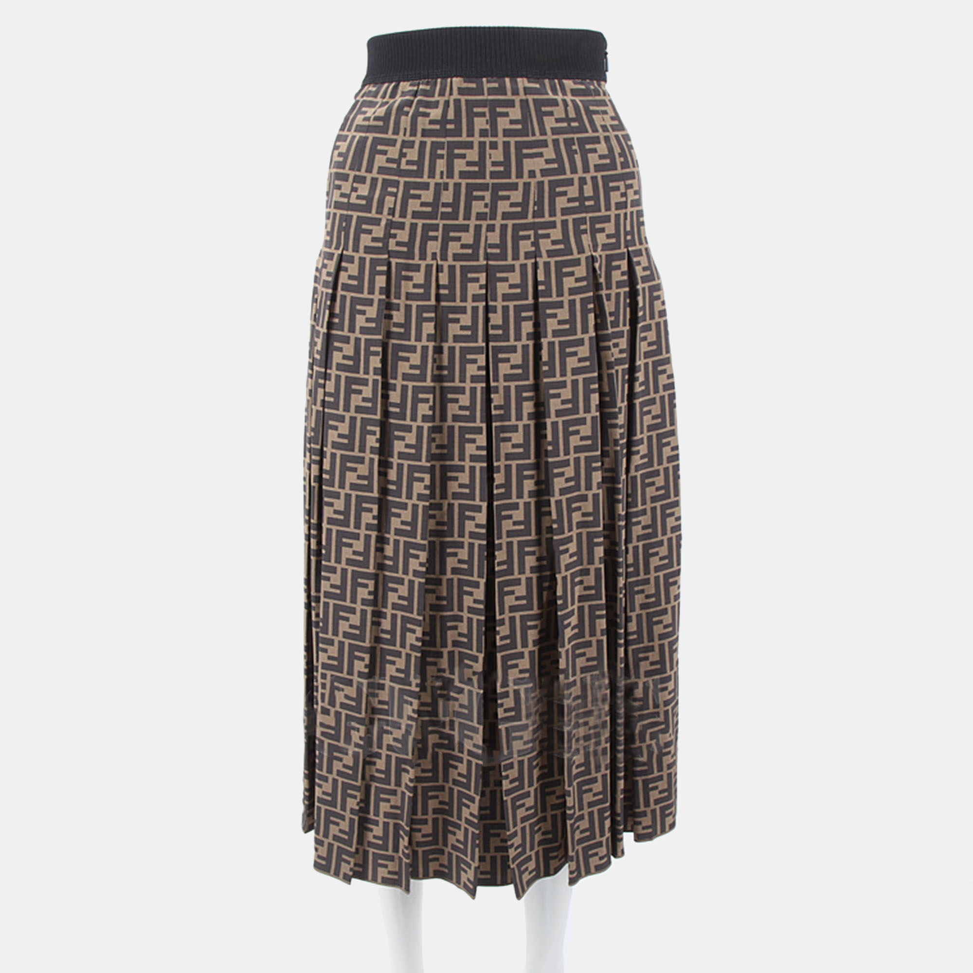 

Fendi Brown Logo Print Skirt Size 36