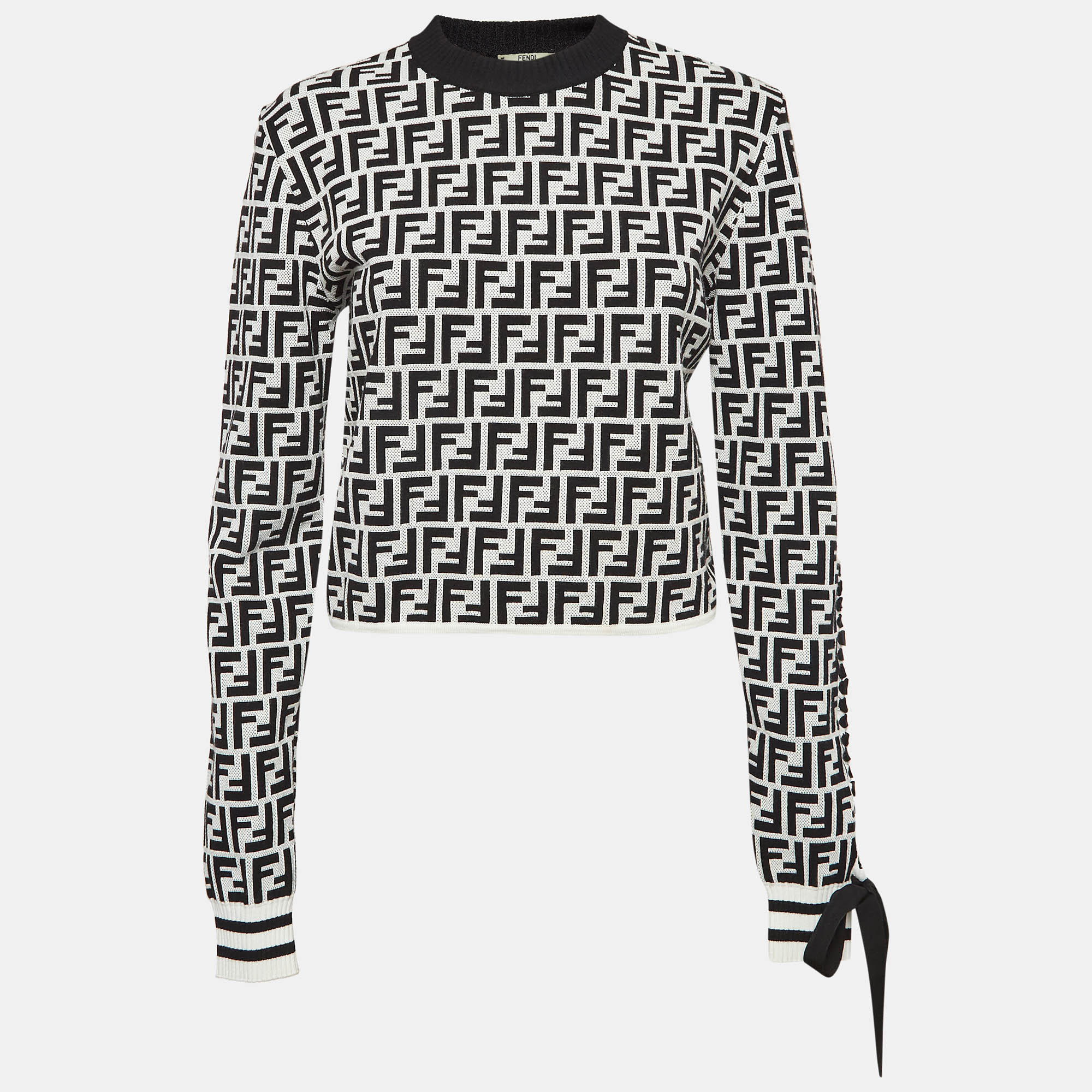 

Fendi Monochrome Zucca Jacquard Knit Crop Sweatshirt L, Black