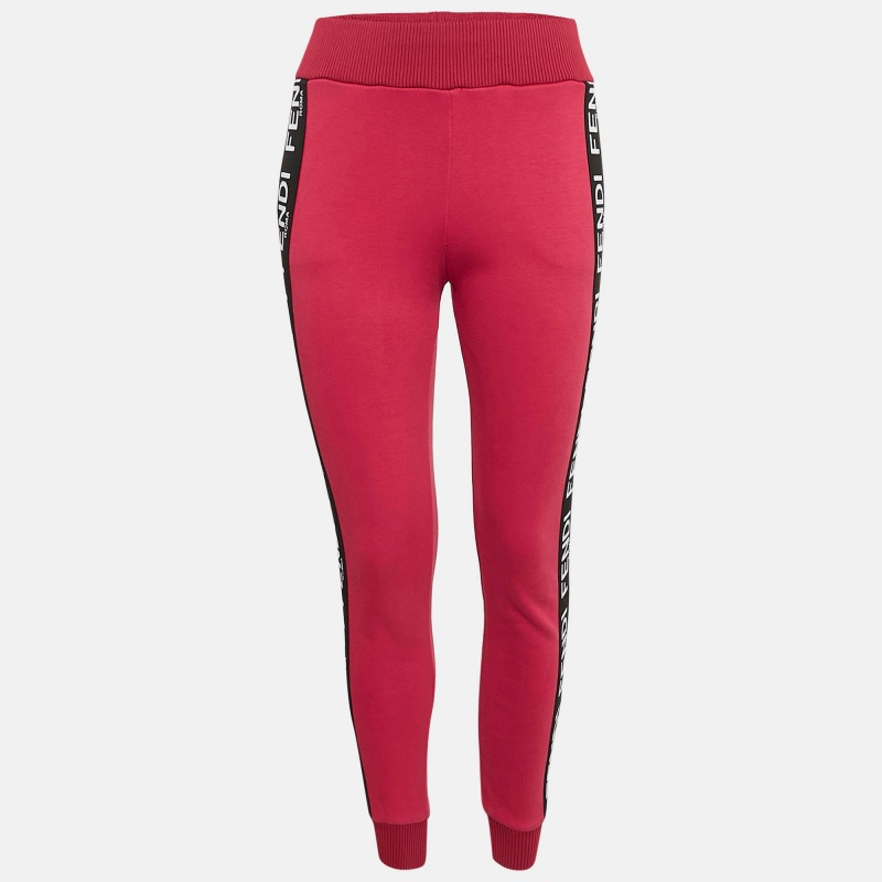 

Fendi Pink Cotton Knit Logo Band Detail Track Pants S