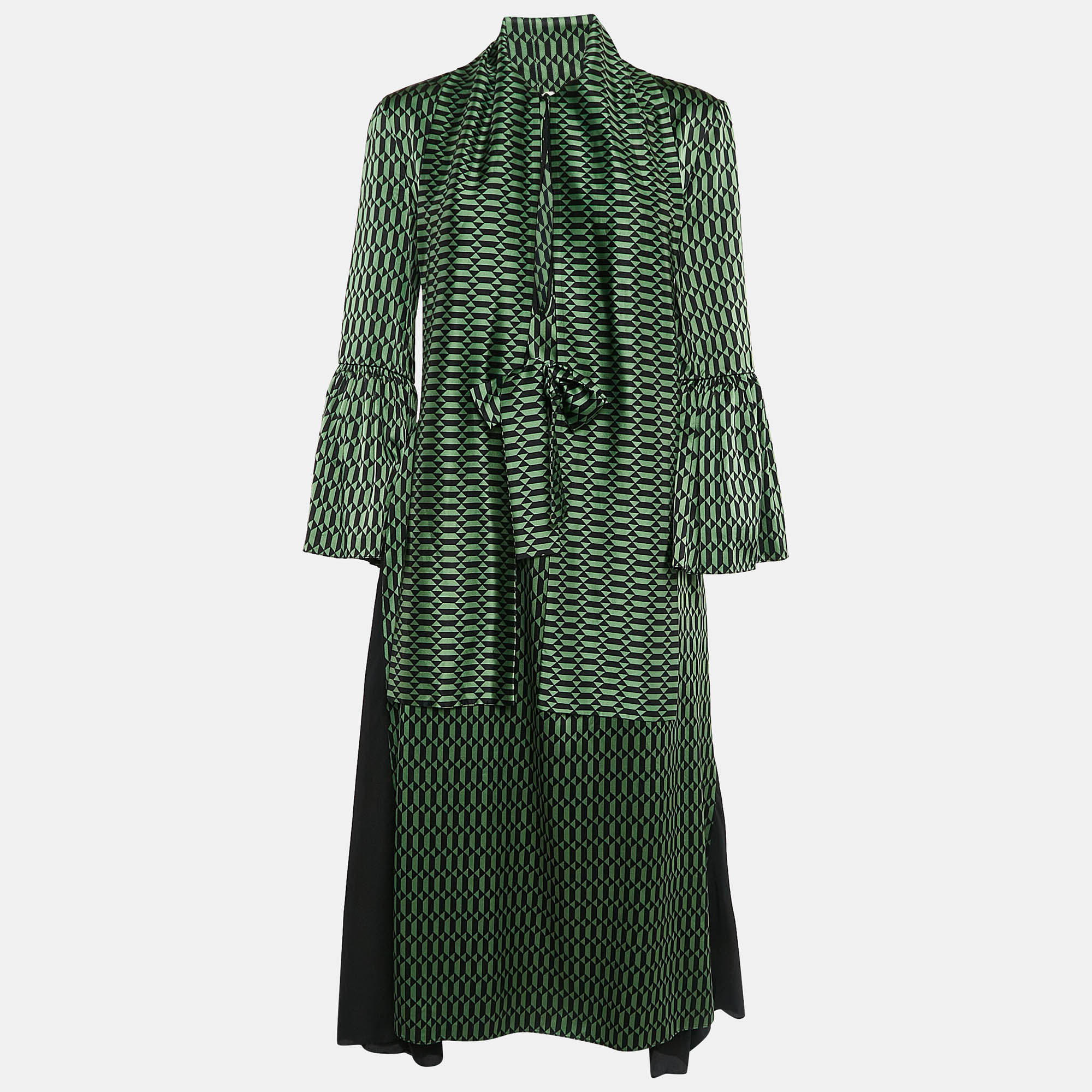 

Fendi Emerald Green Printed Silk Midi Dress S