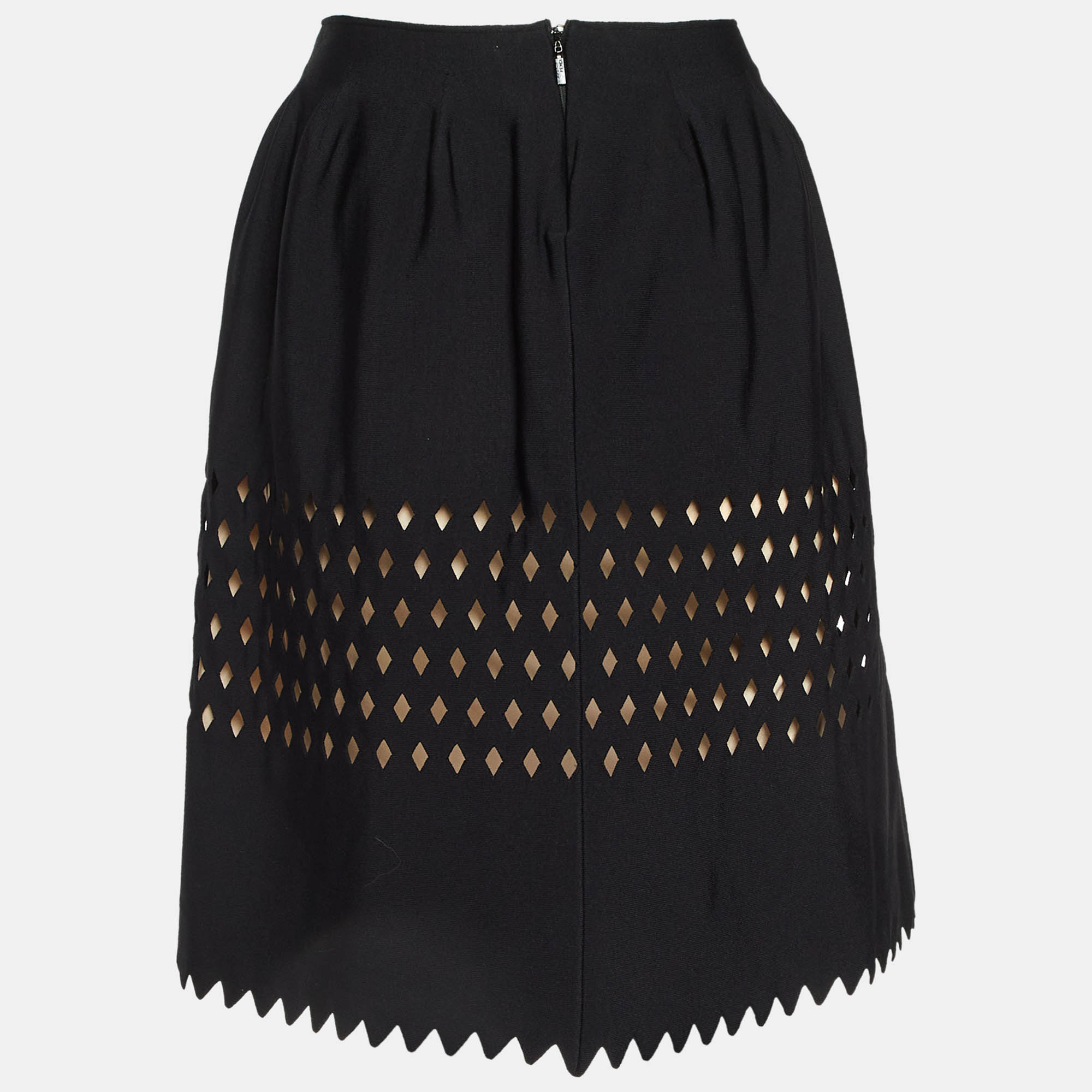 Fendi Black Jersey Cutout Detail Mini Skirt L 