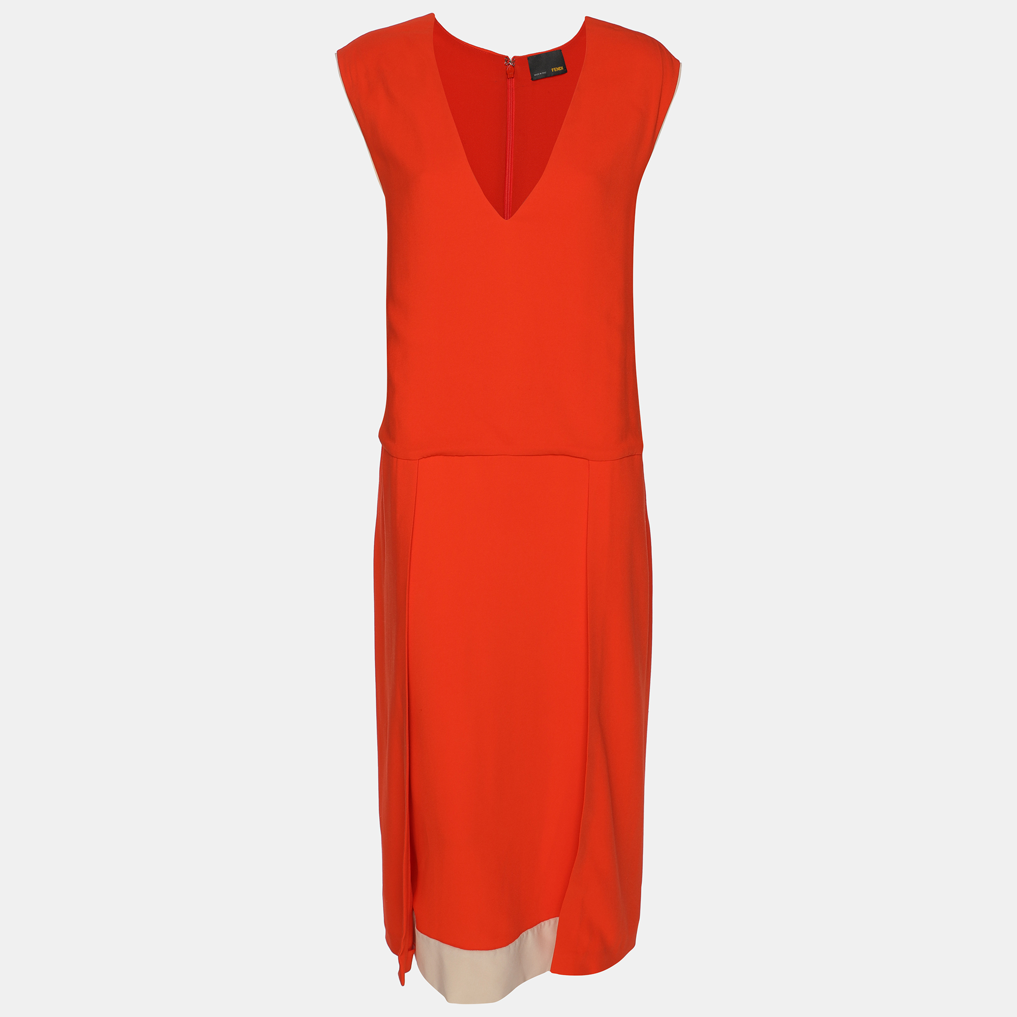 

Fendi Orange Viscose Midi Dress L