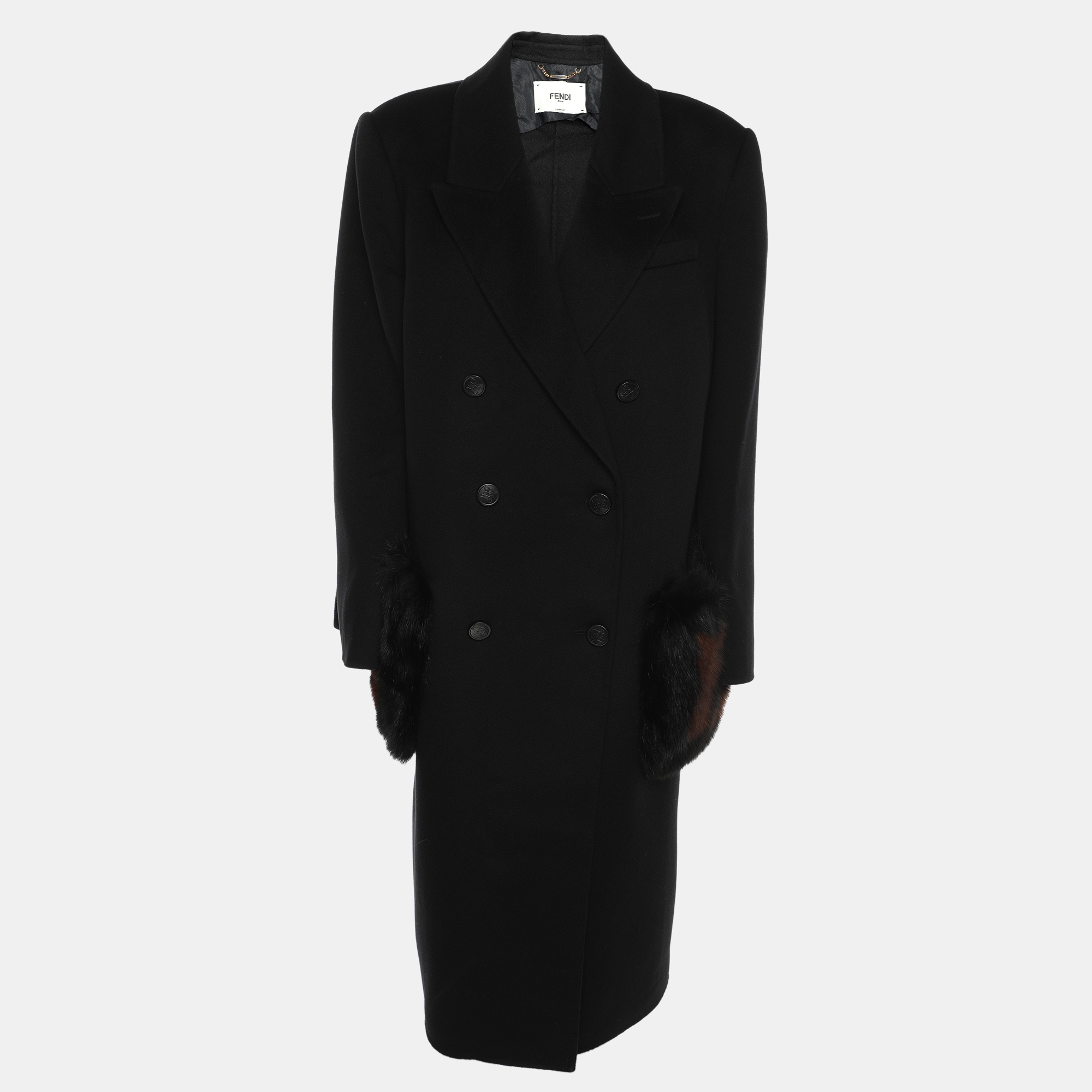 

Fendi Black Wool Double Breasted Coat L