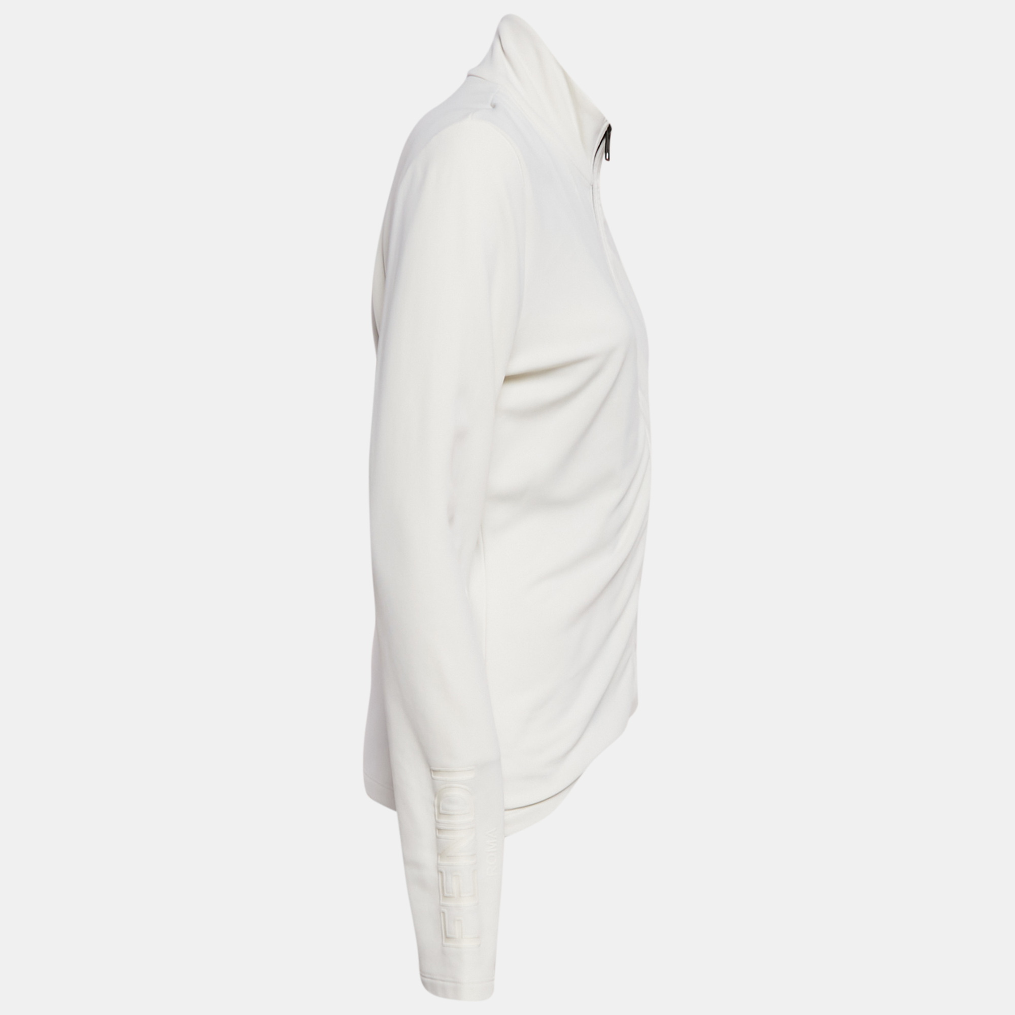 Fendi White Jersey Zip-Up Jacket M 
