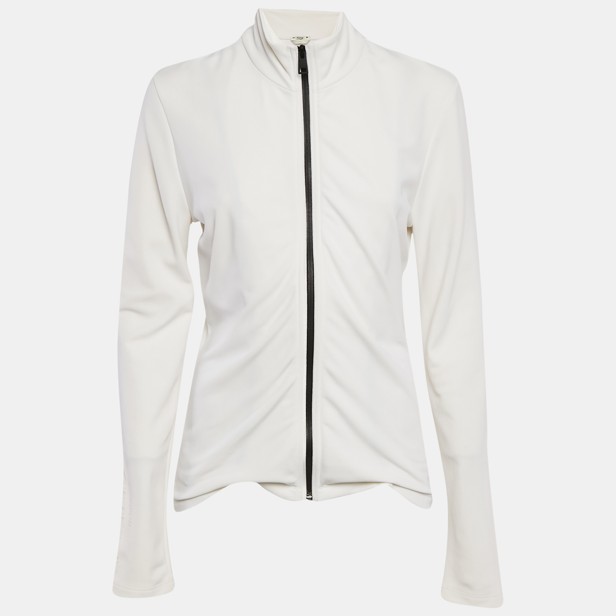 

Fendi White Jersey Zip-Up Jacket M