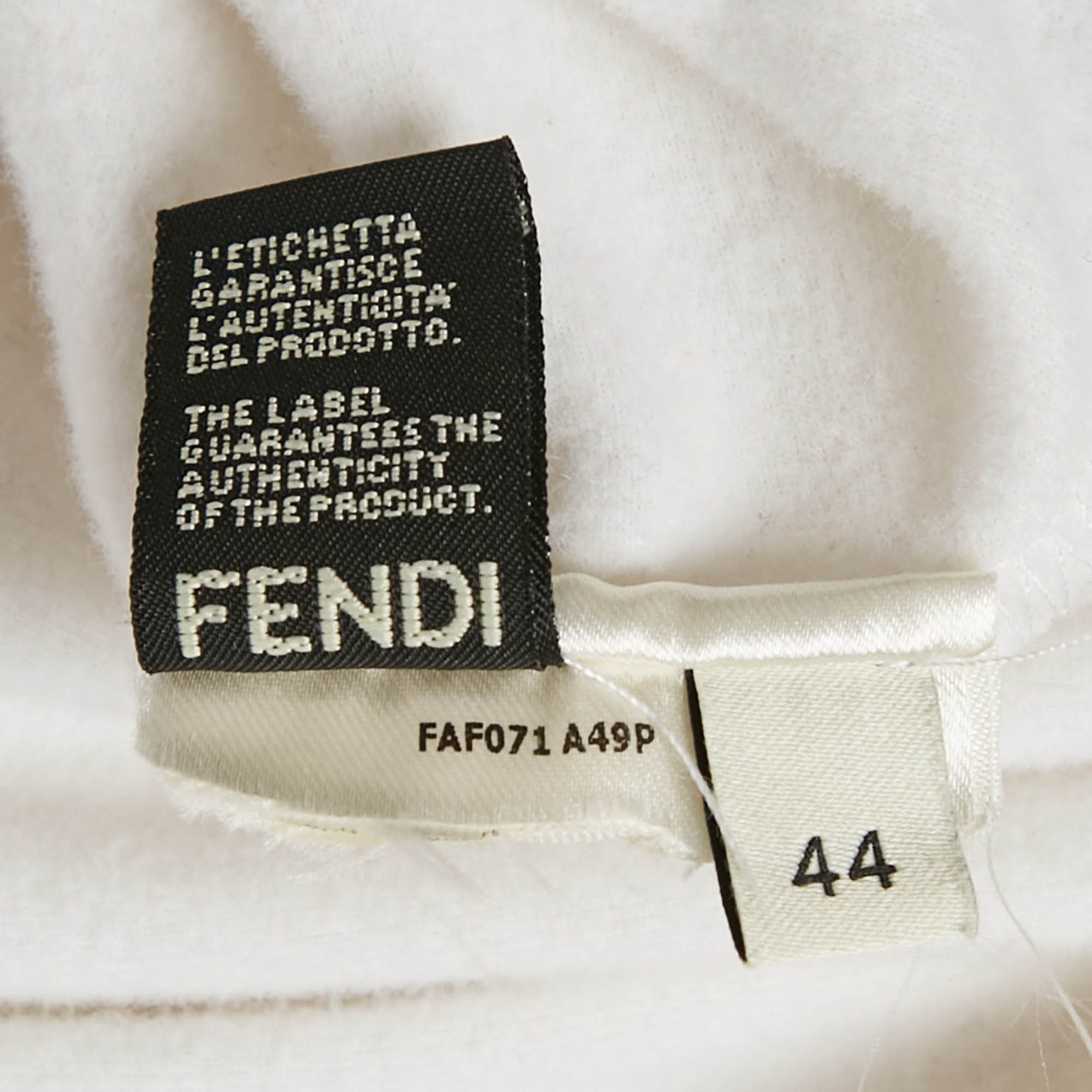 Fendi White Jersey Zip-Up Jacket M 
