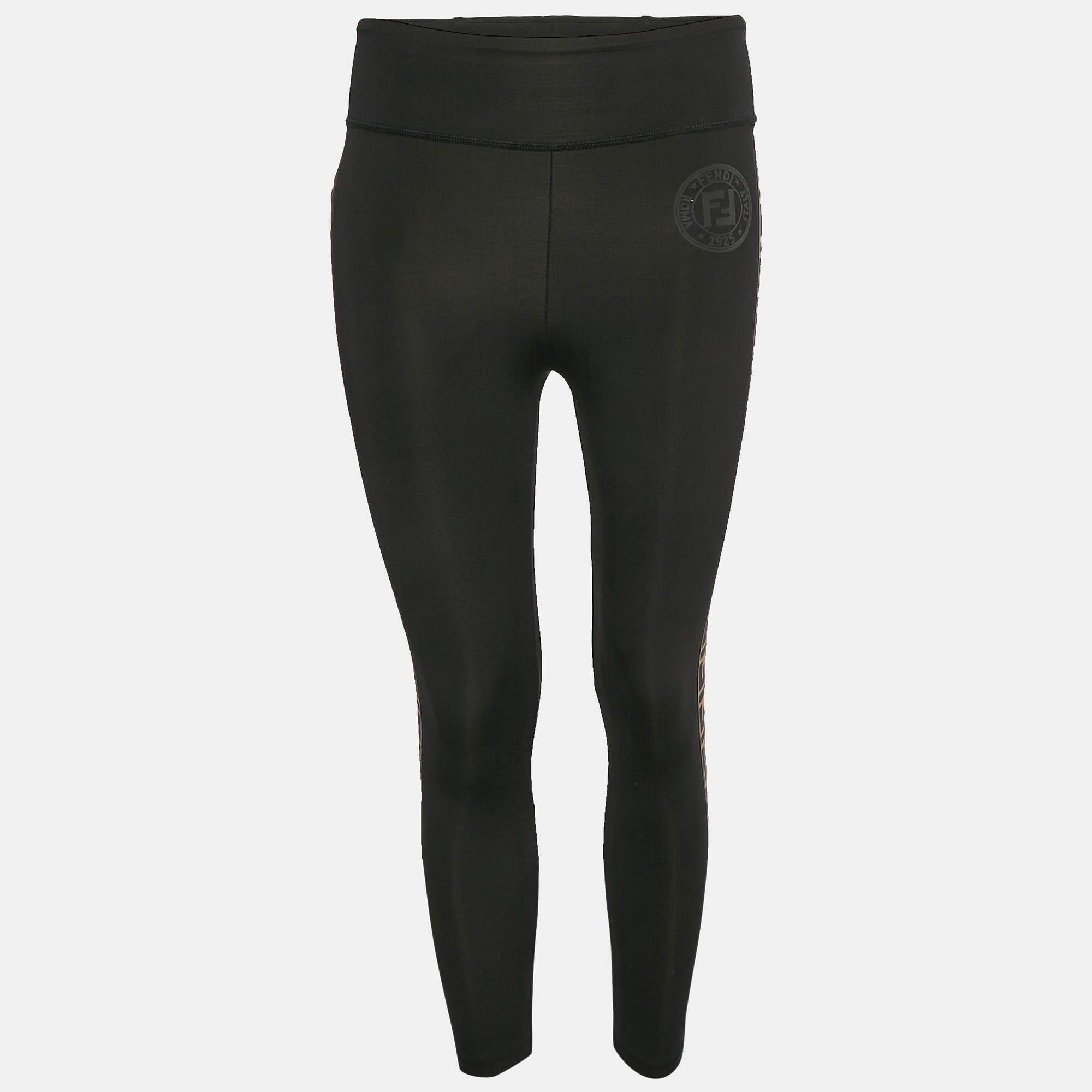 

Fendi Black FF Zucca Print Jersey Leggings S