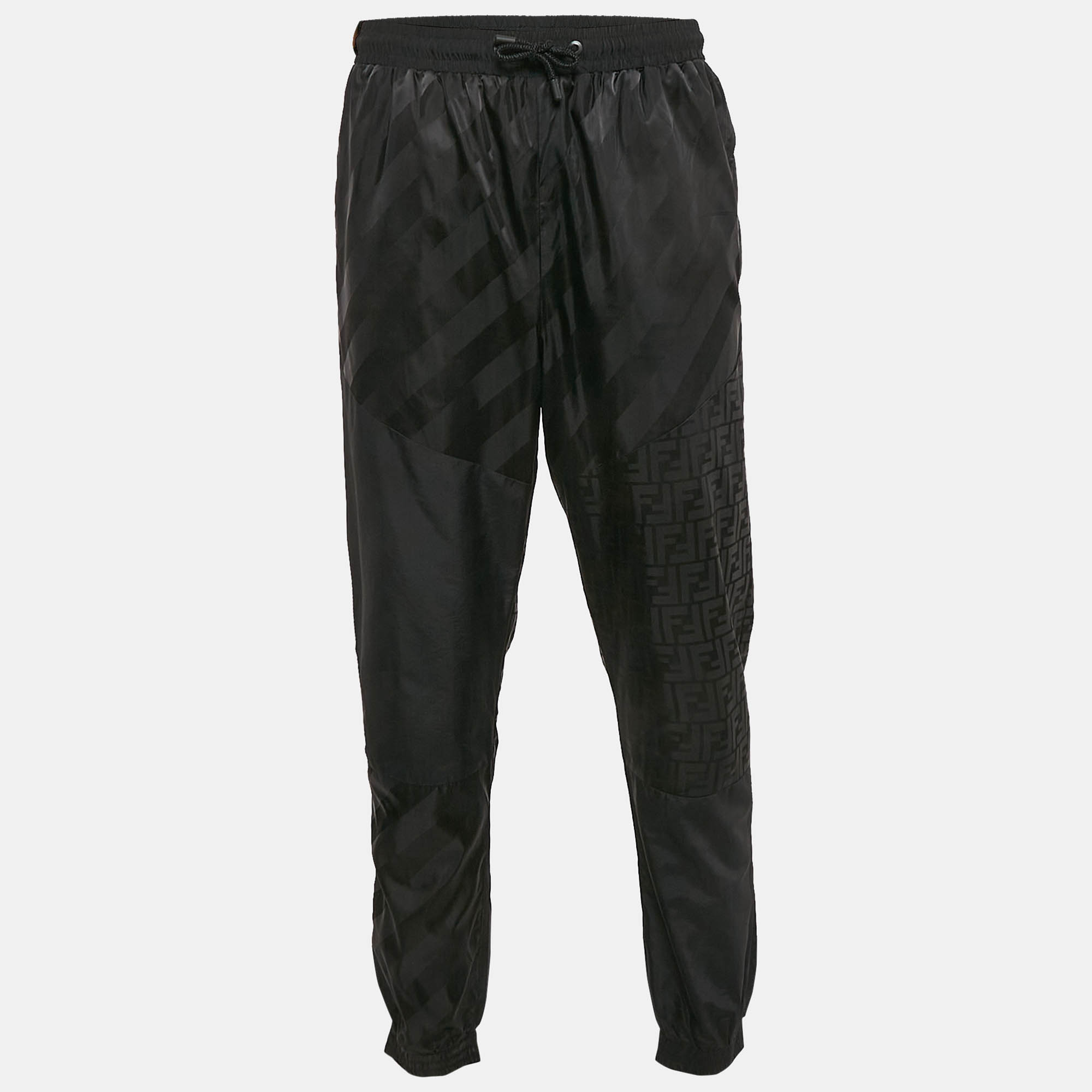 

Fendi Black Nylon Monogram Motif Track Pants M