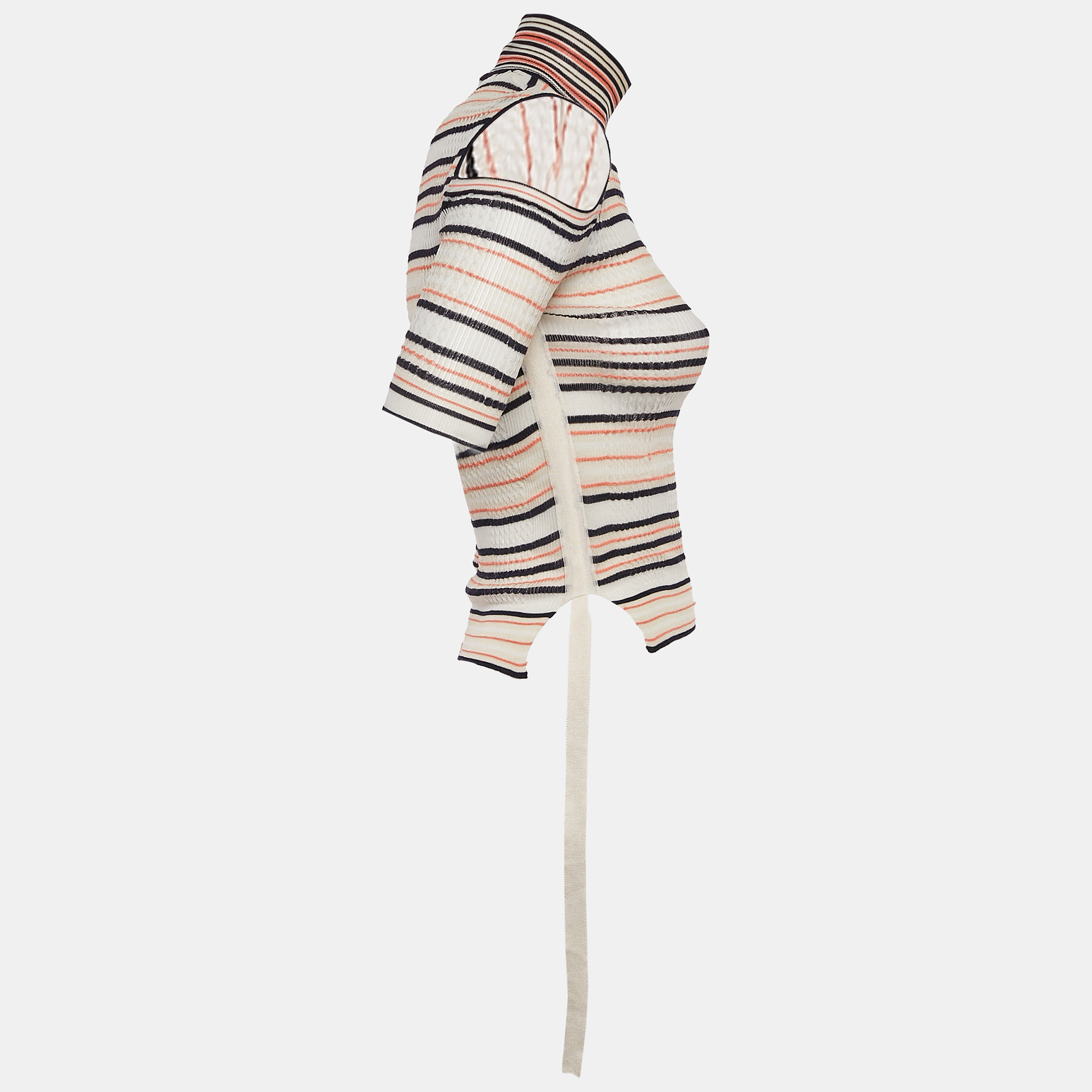 Fendi Multicolor Patterned Jersey Turtle Neck Pullover S 