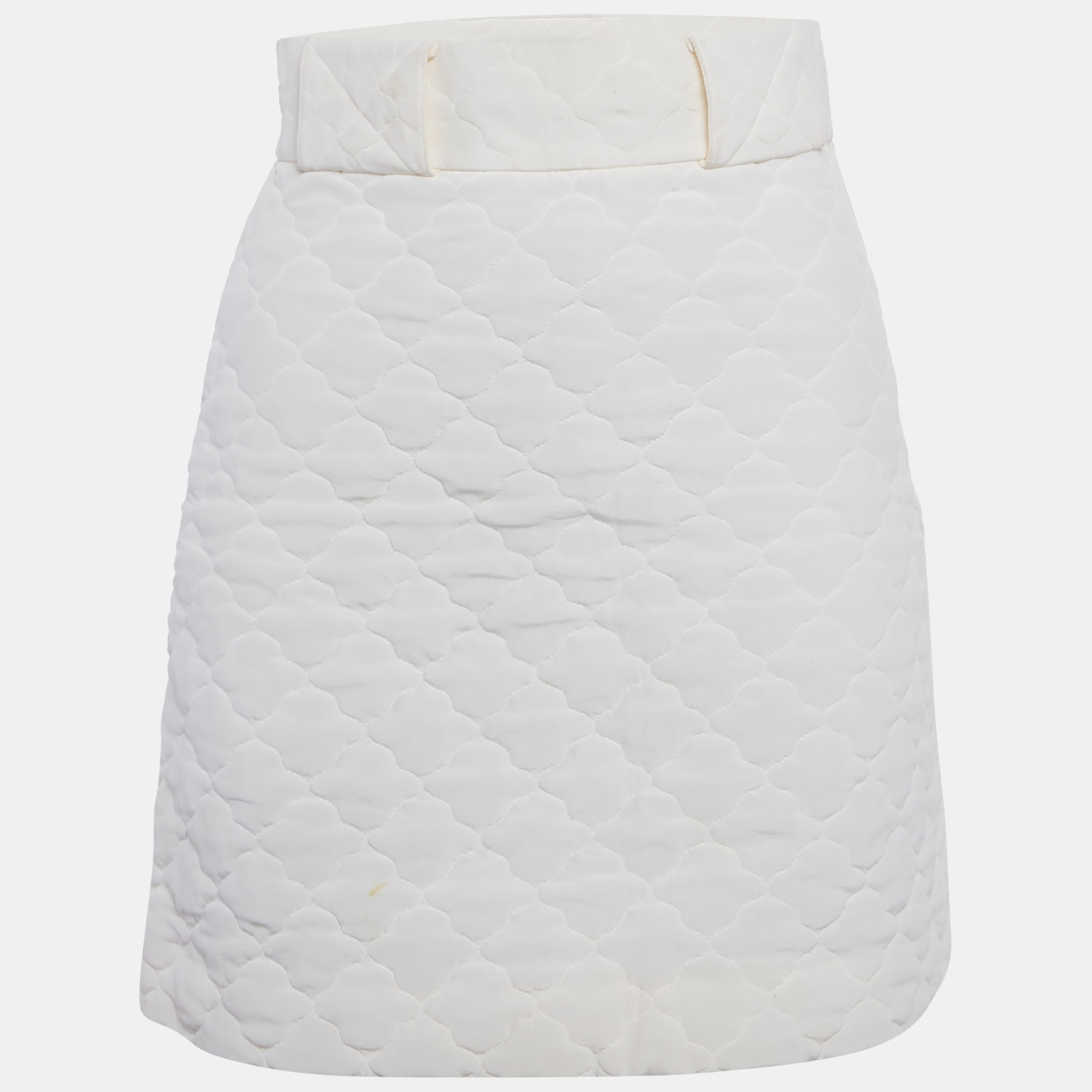 

Fendi Off-White Quilted Silk Mini Skirt S