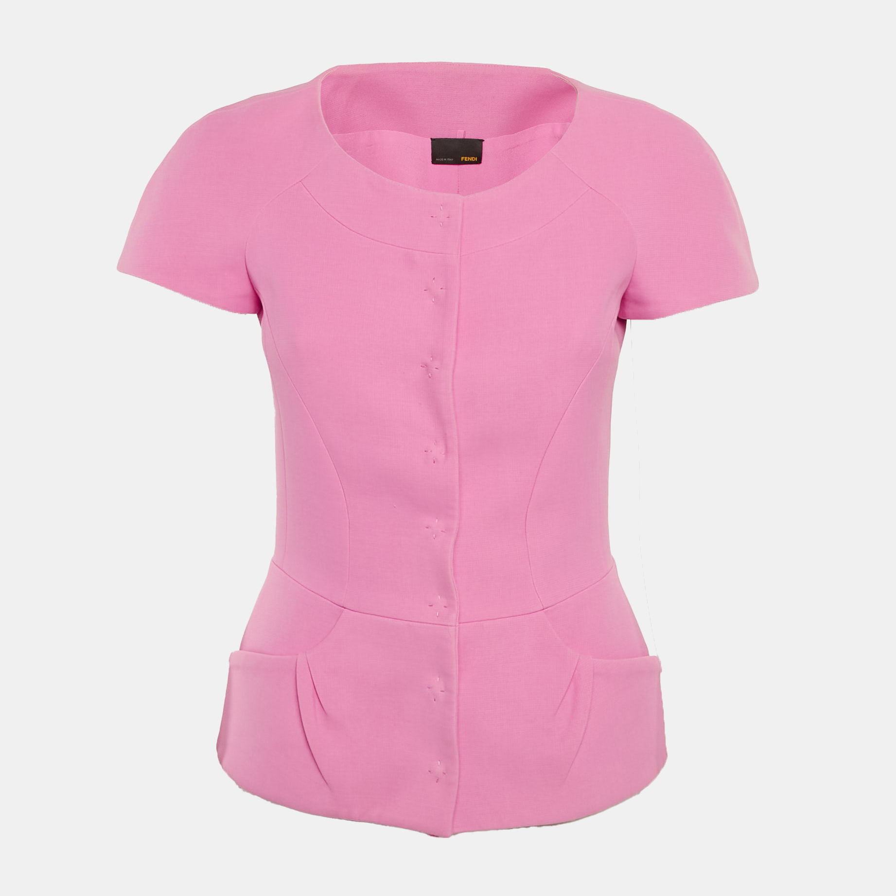 

Fendi Pink Cotton Peplum Top S