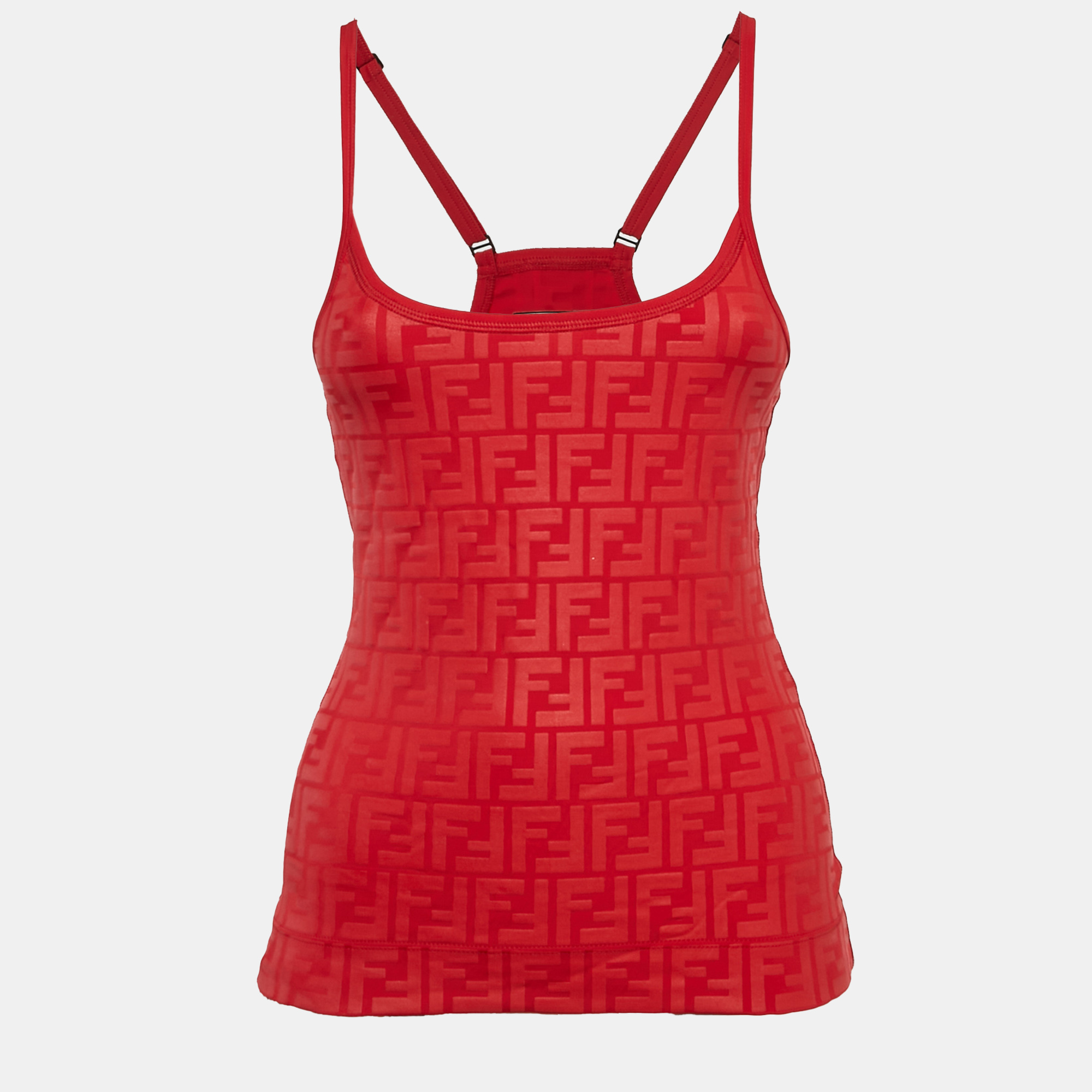 

Fendi Red Zucca Print Jersey Tank Top S