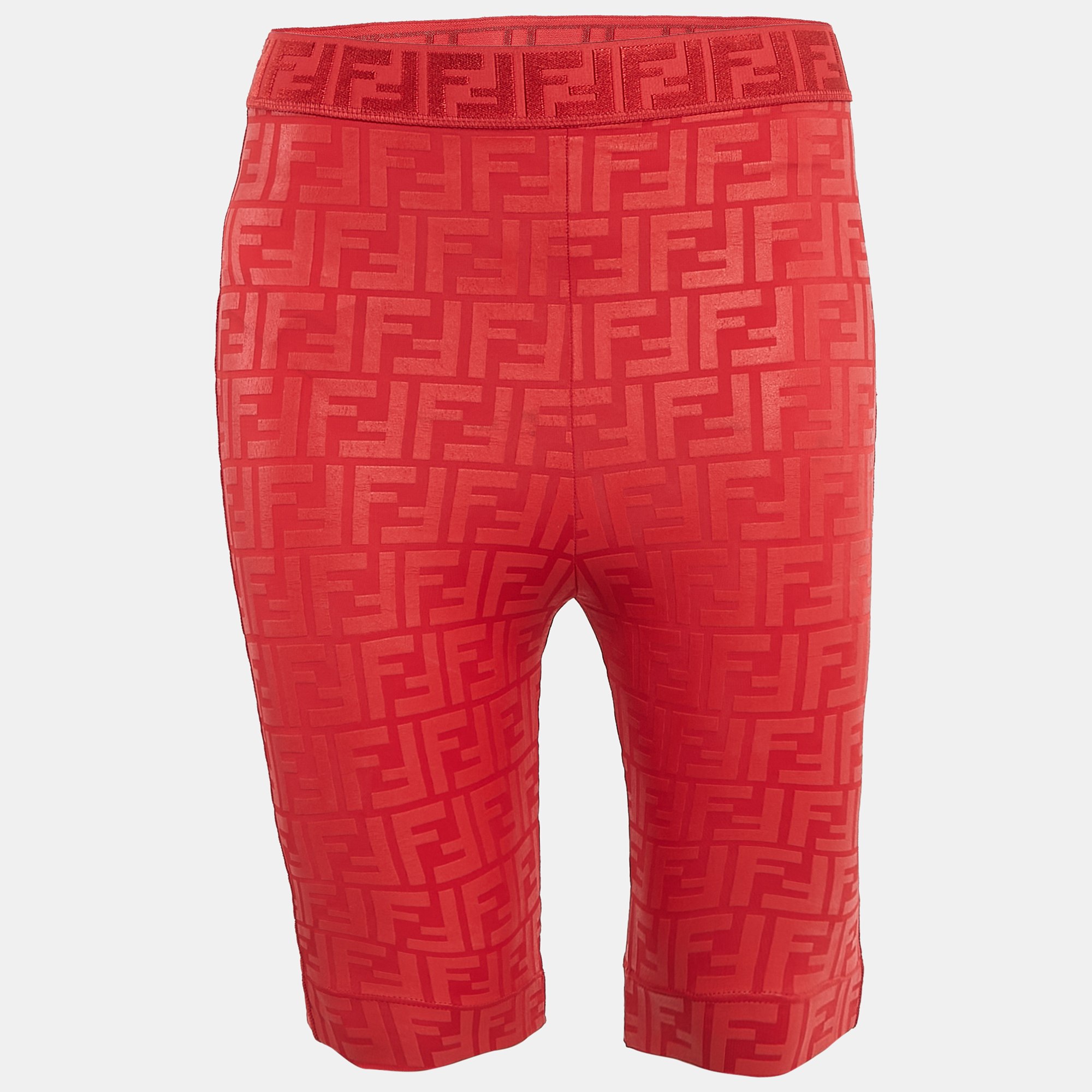 

Fendi Red Zucca Print Jersey Biker Shorts S