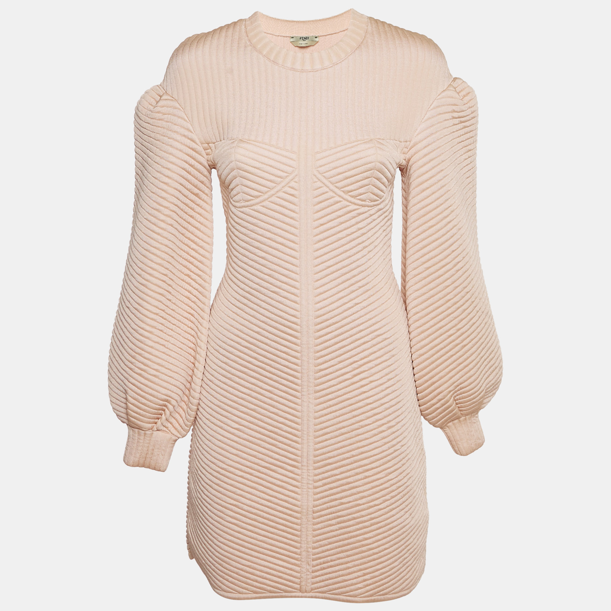

Fendi Pink Neoprene Quilted Mini Dress S