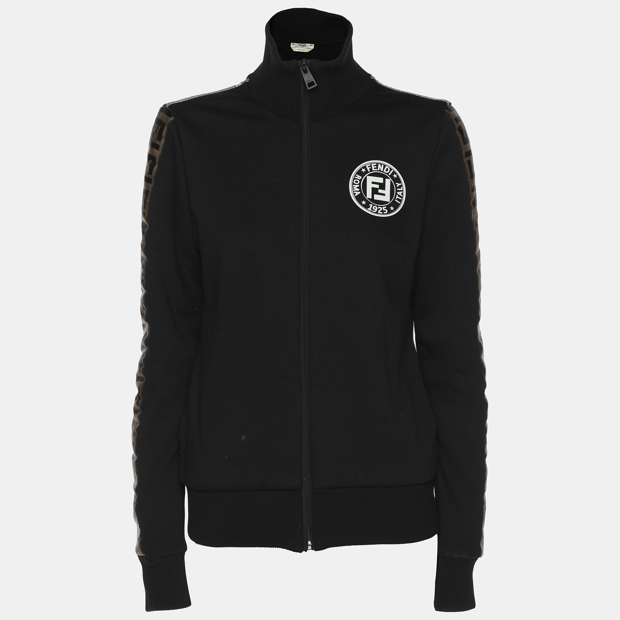 

Fendi Black Cotton Knit Fendi Logo Track Jacket S