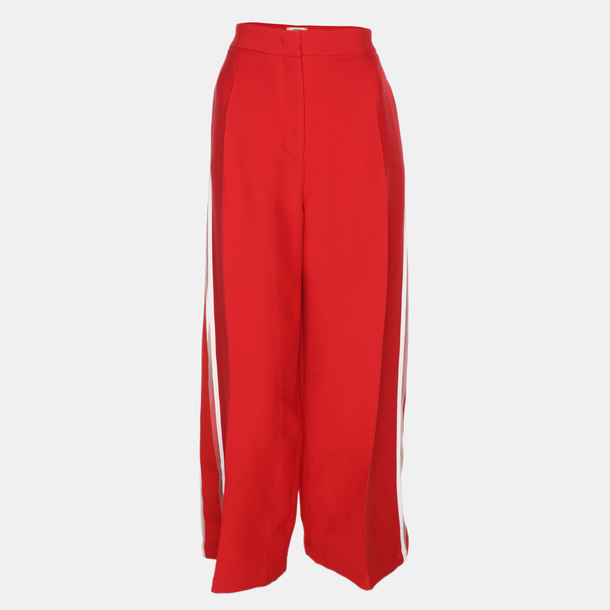 

Fendi Red Cady Wide Leg Trousers M