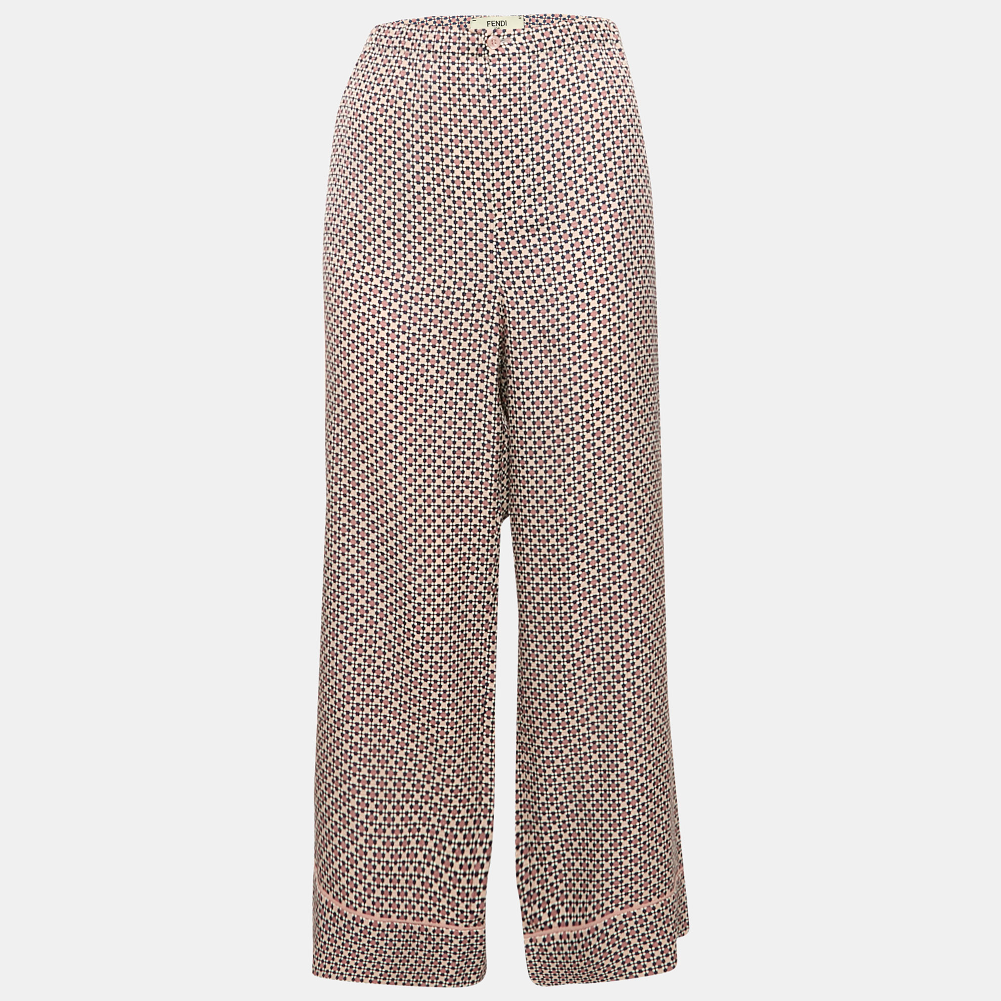 

Fendi Multicolor Printed Silk Wide Leg Trousers M