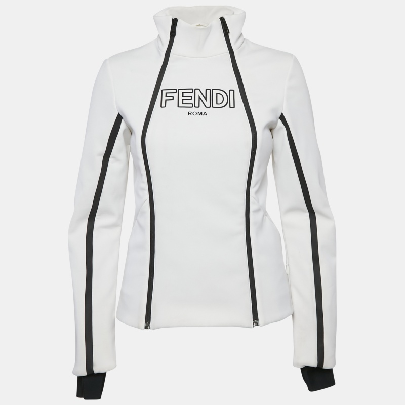 

Fendi White Logo Print Jersey Ski Jacket S