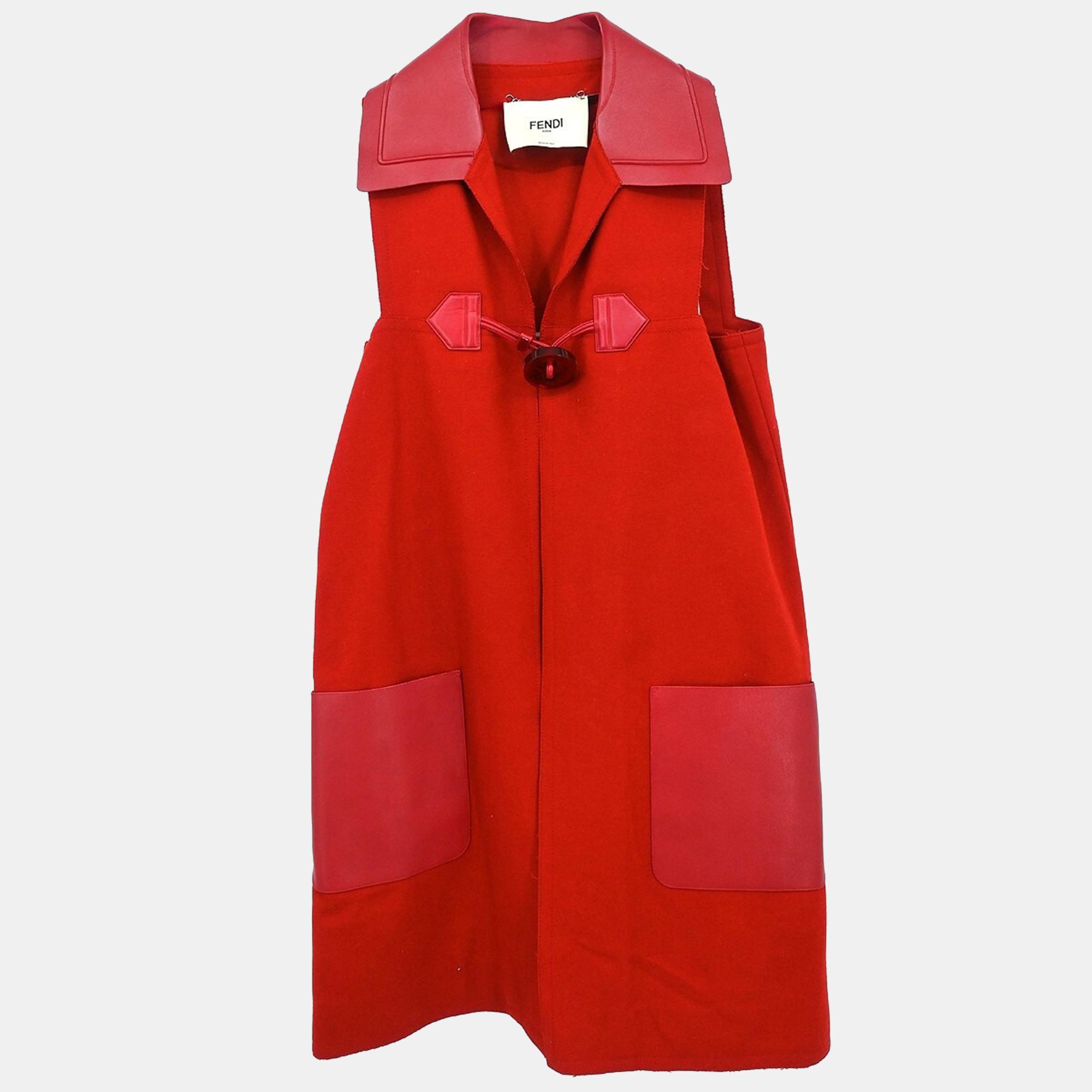 

Fendi Red Wool Sleeveless Jacket IT 42