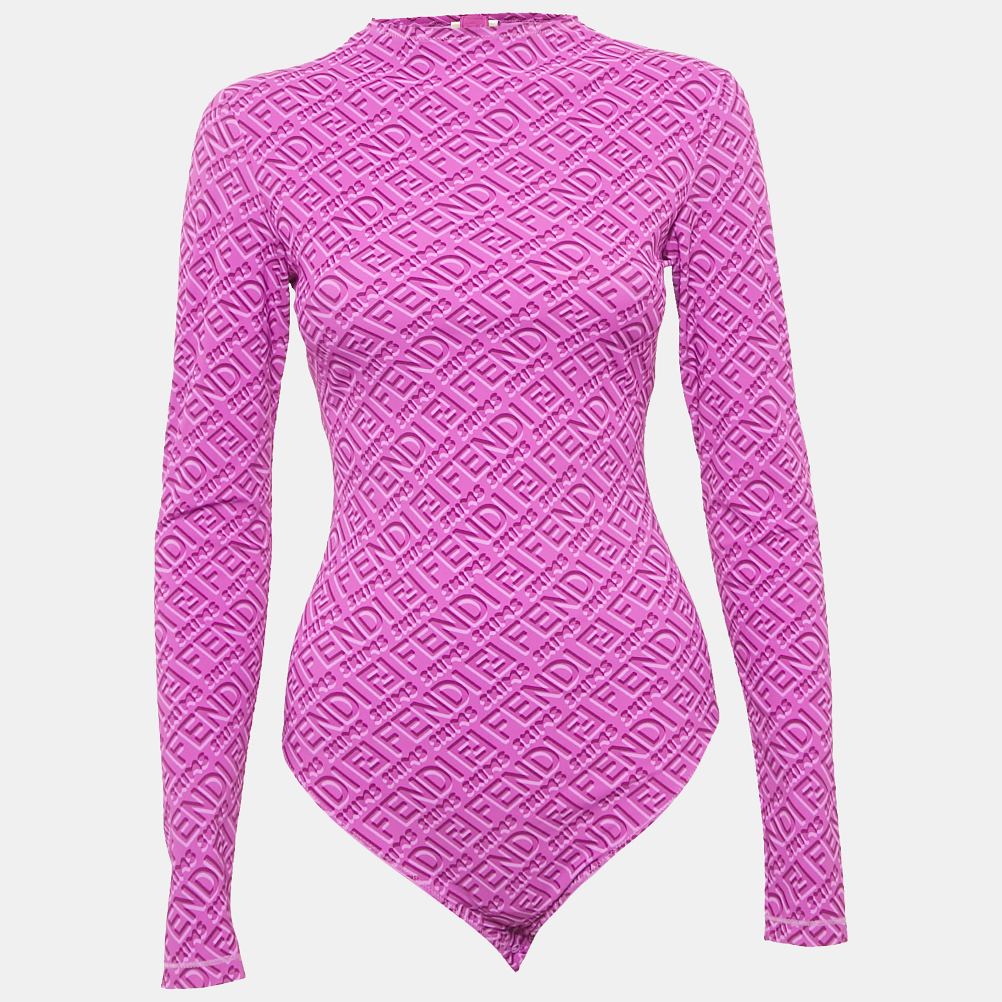 Pre-owned Fendi X Skims Purple Monogram Jersey Bodysuit M