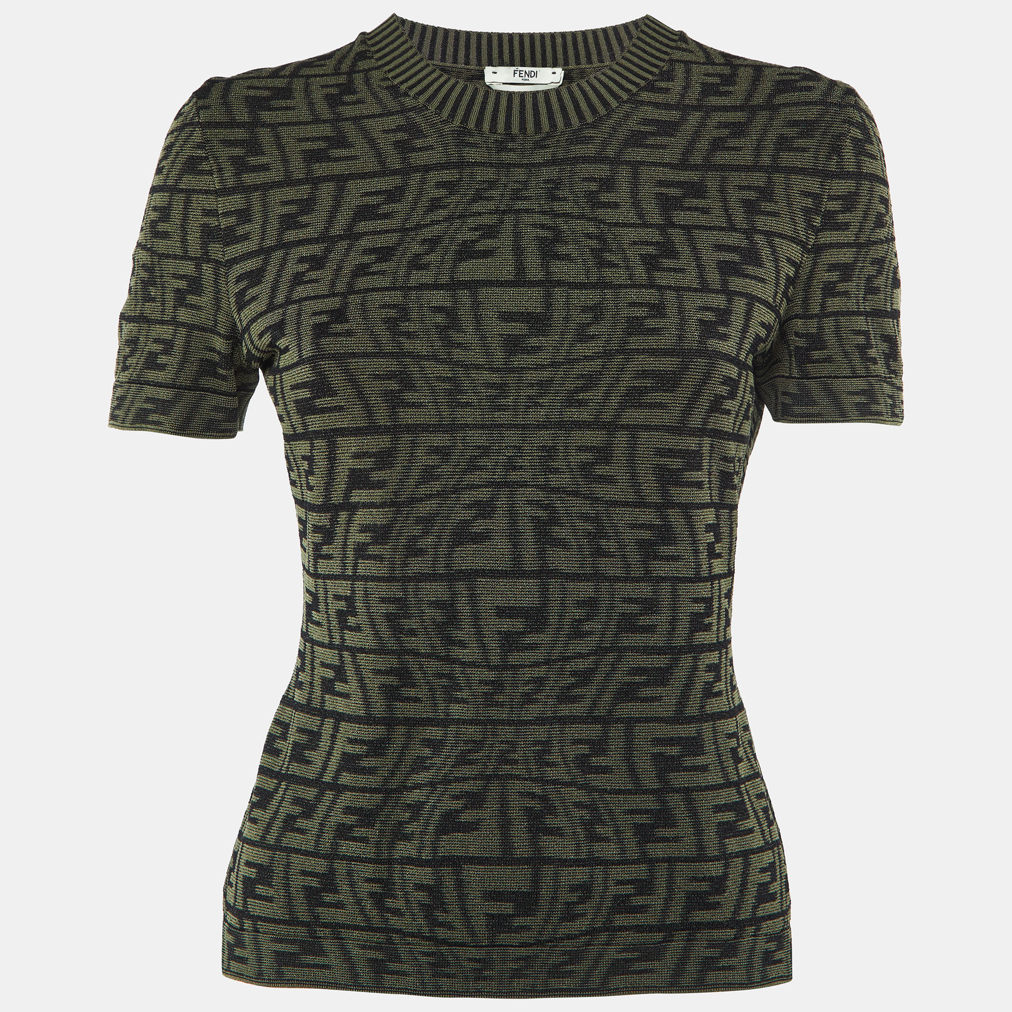 

Fendi Green FF Knit Short Sleeve Jumper S