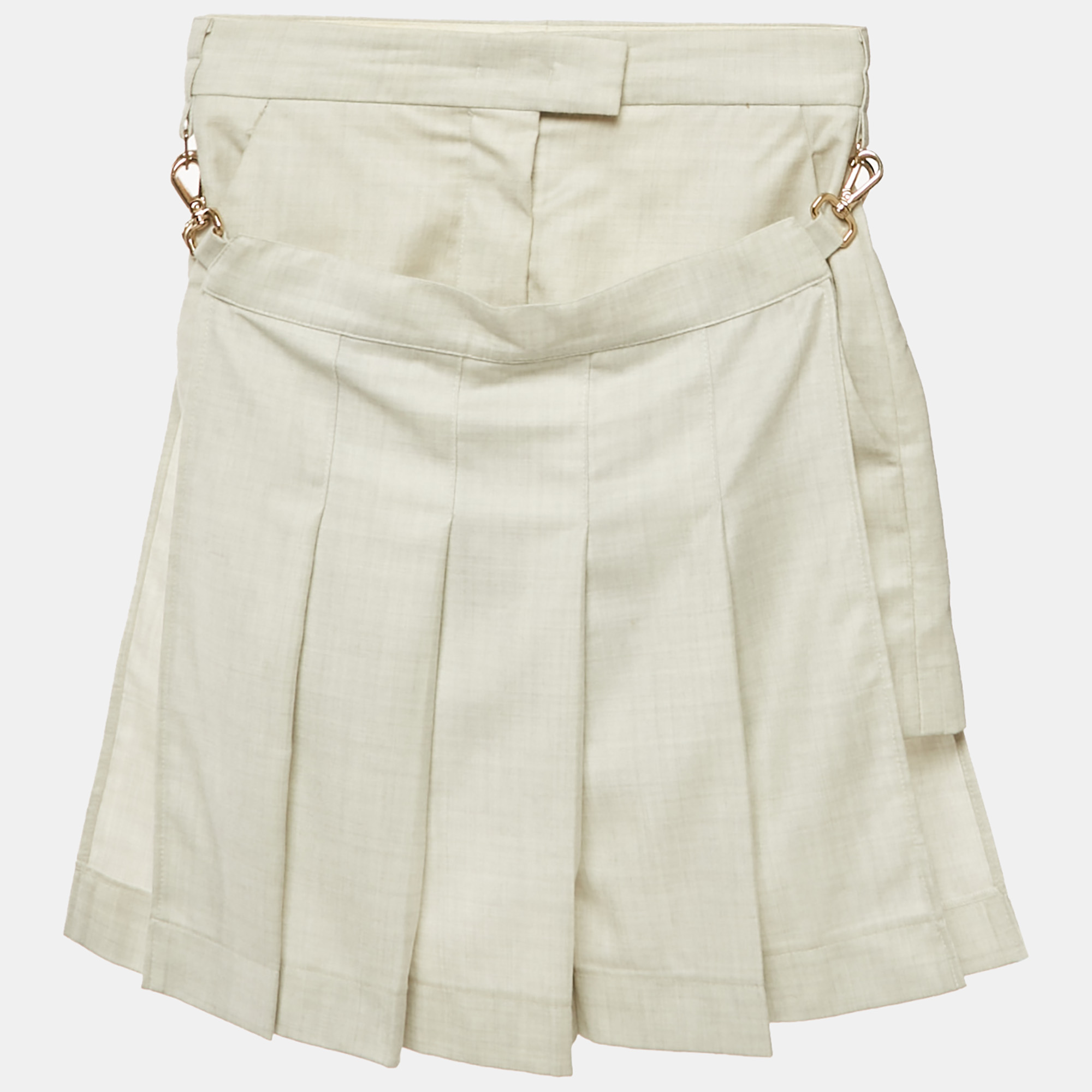 

Fendi Grey Wool Pleated Layered Shorts S