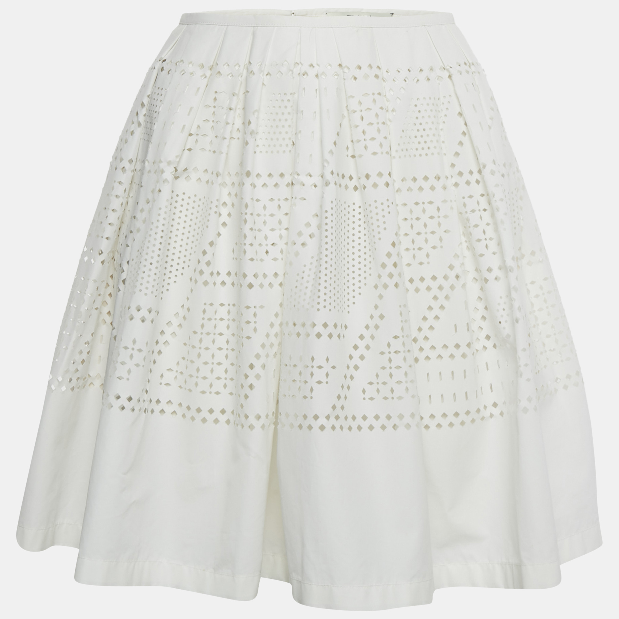 

Fendi White Cut-Out Pleated Mini Skirt M
