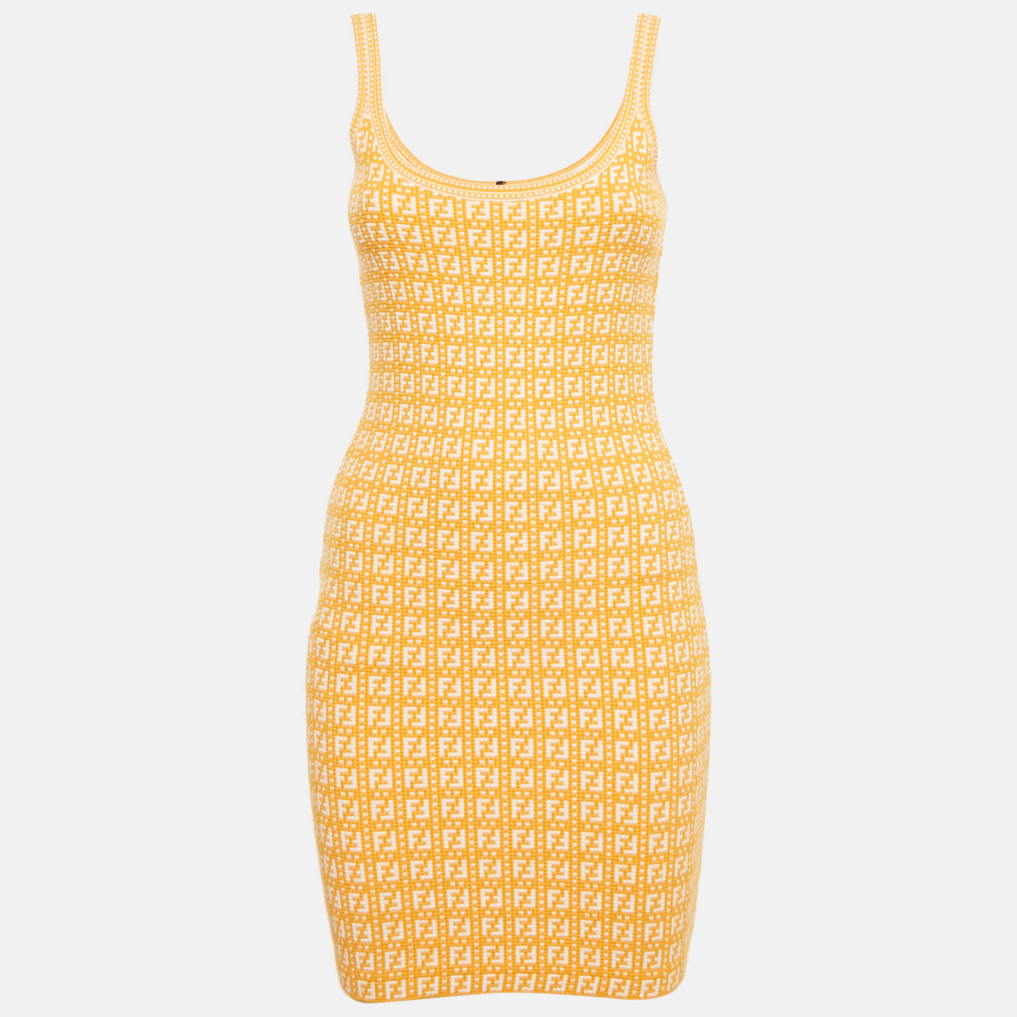 

Fendi Orange Zucca Knit Mini Bodycon Dress S