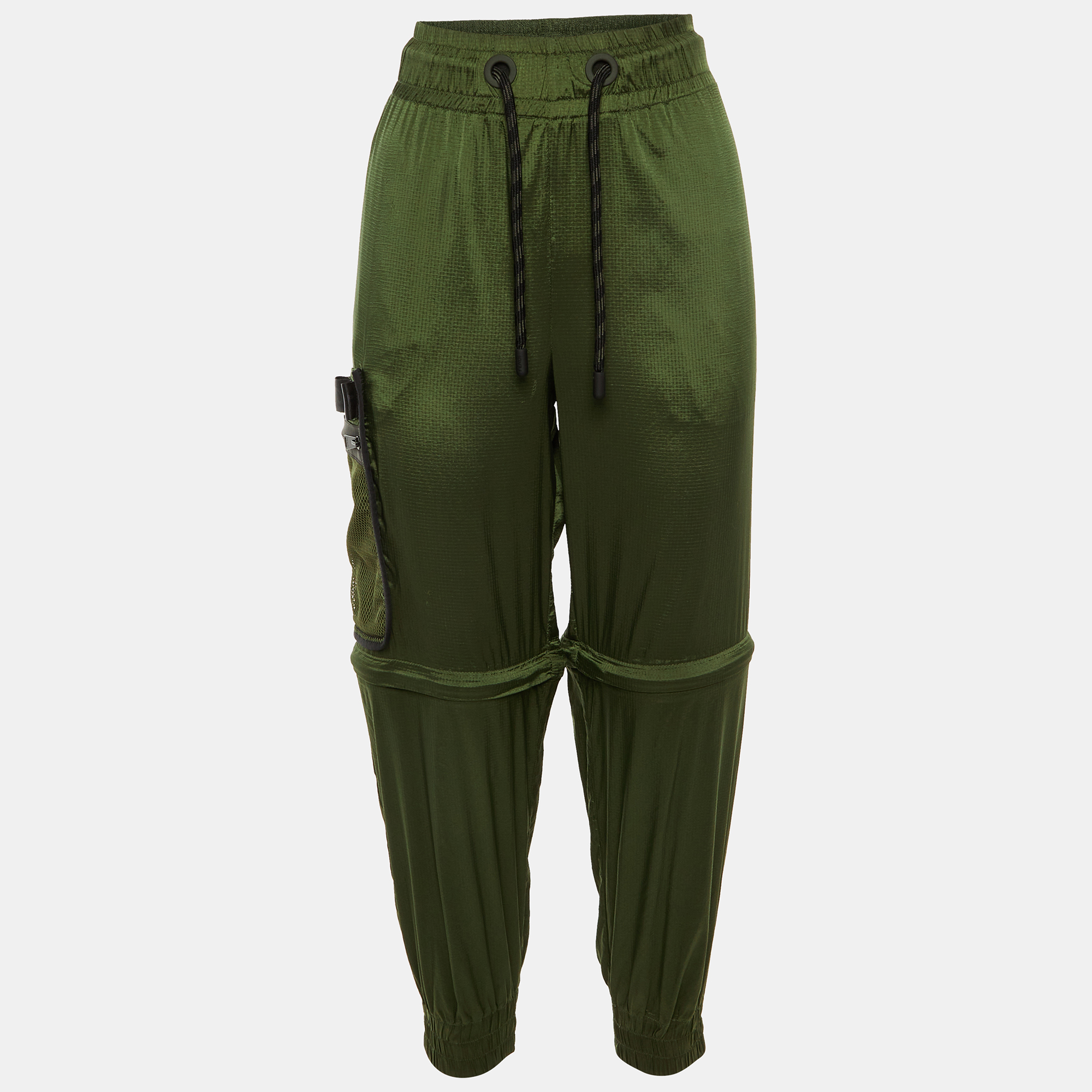 Pre-owned Fendi Dark Green Nylon Convertible Ripstop Track Pants S