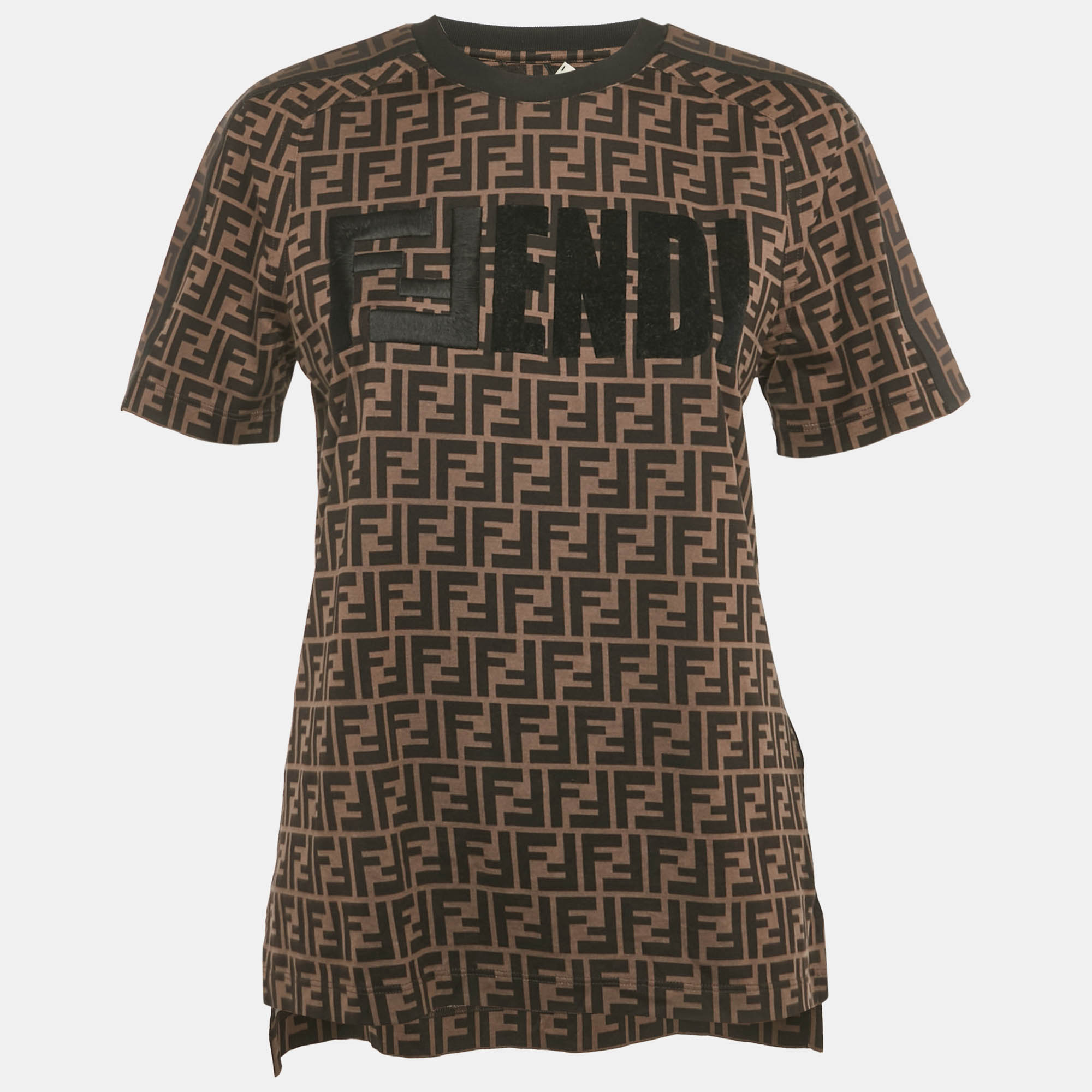 

Fendi Brown FF Zucca Logo Print Cotton Crewneck T-Shirt XXS