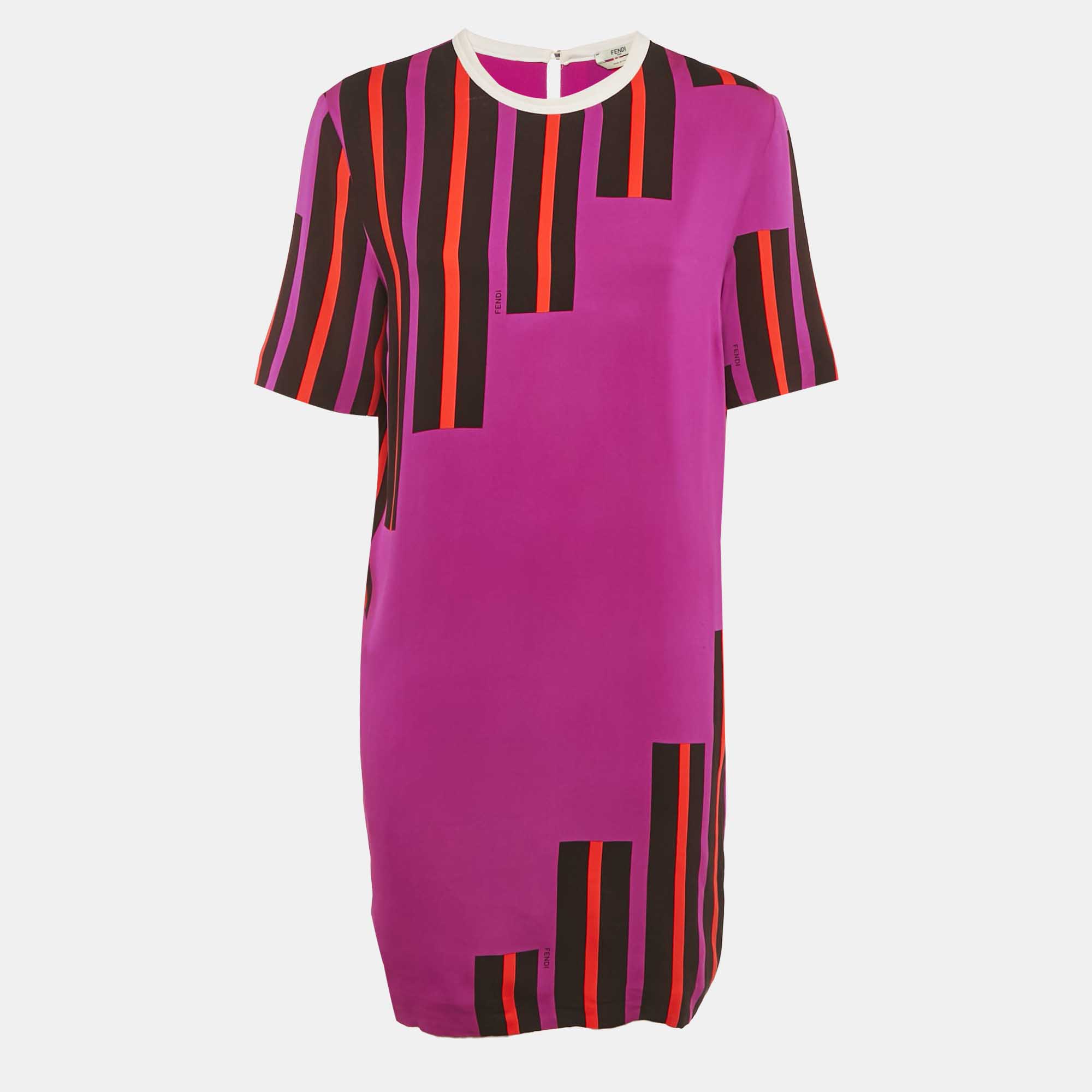 

Fendi Purple Striped Crepe Shift Dress M, Pink
