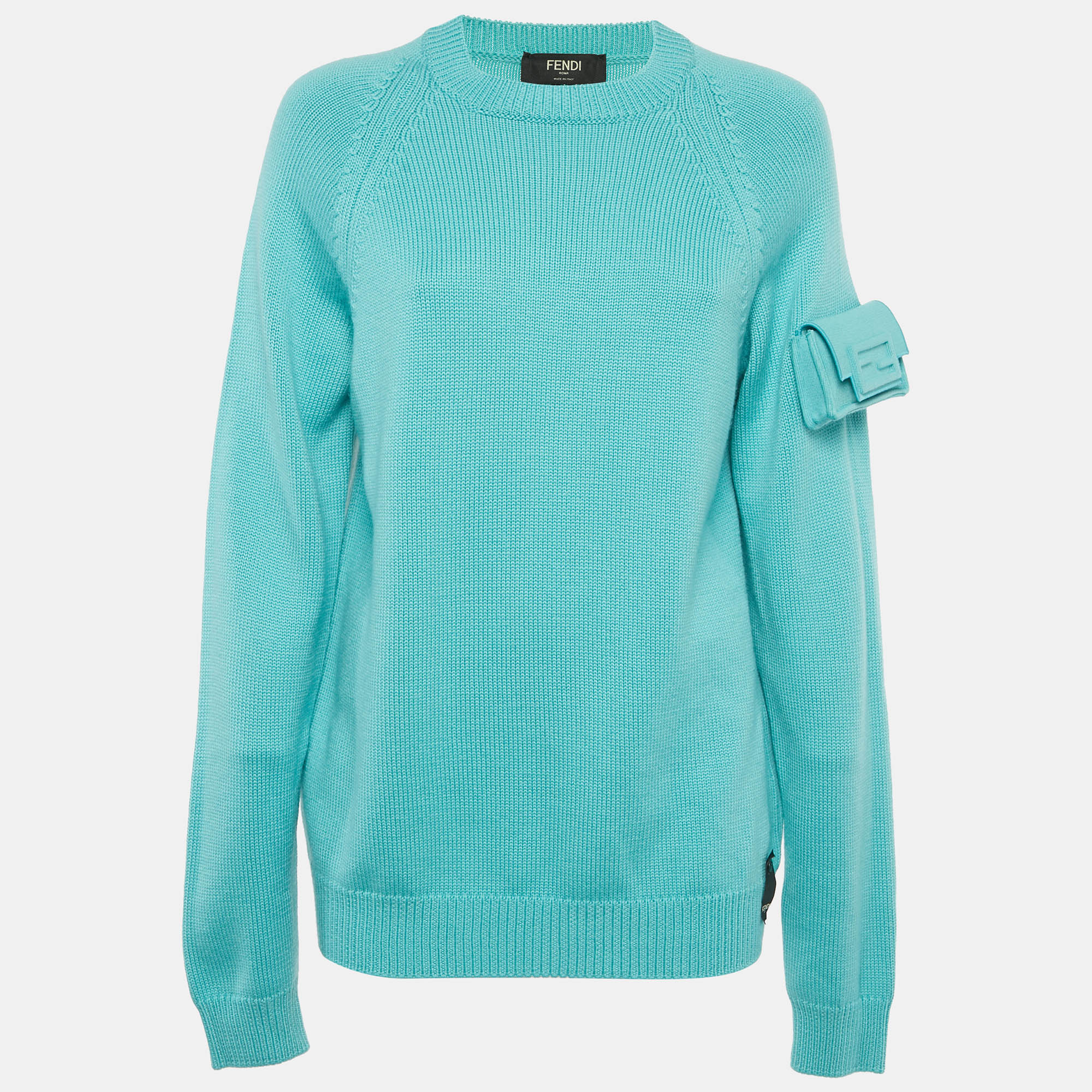 

Fendi Blue Rib Knit Little Bag Sweater L