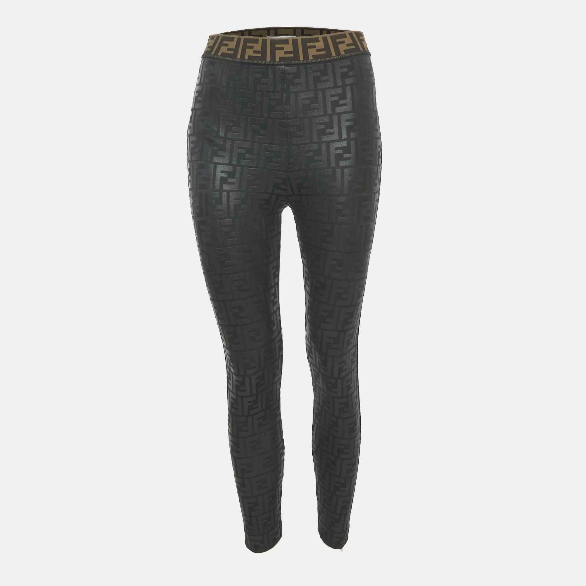 

Fendi Black Monogram Jersey Leggings S