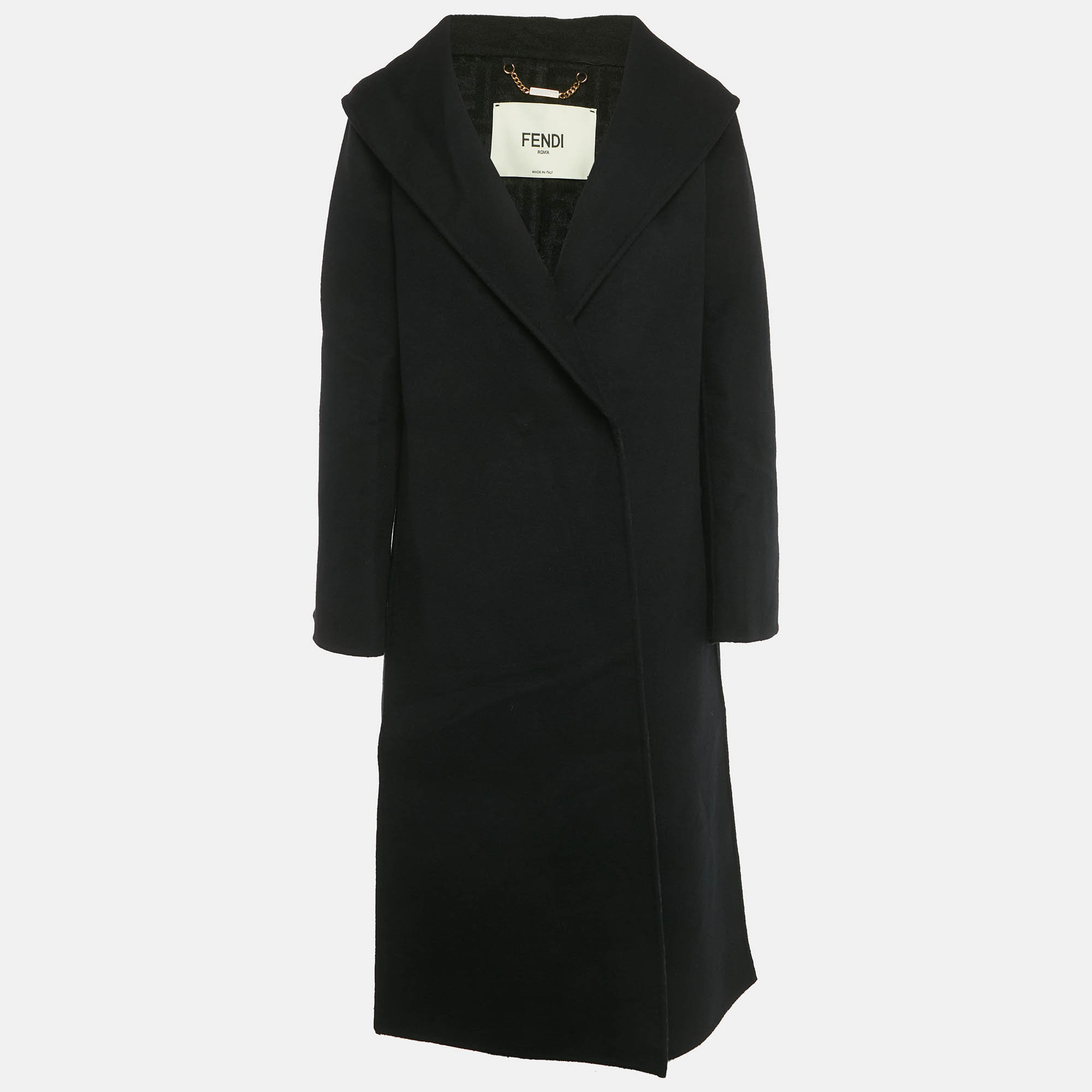 

Fendi Black Wool Double Breasted Long Coat M