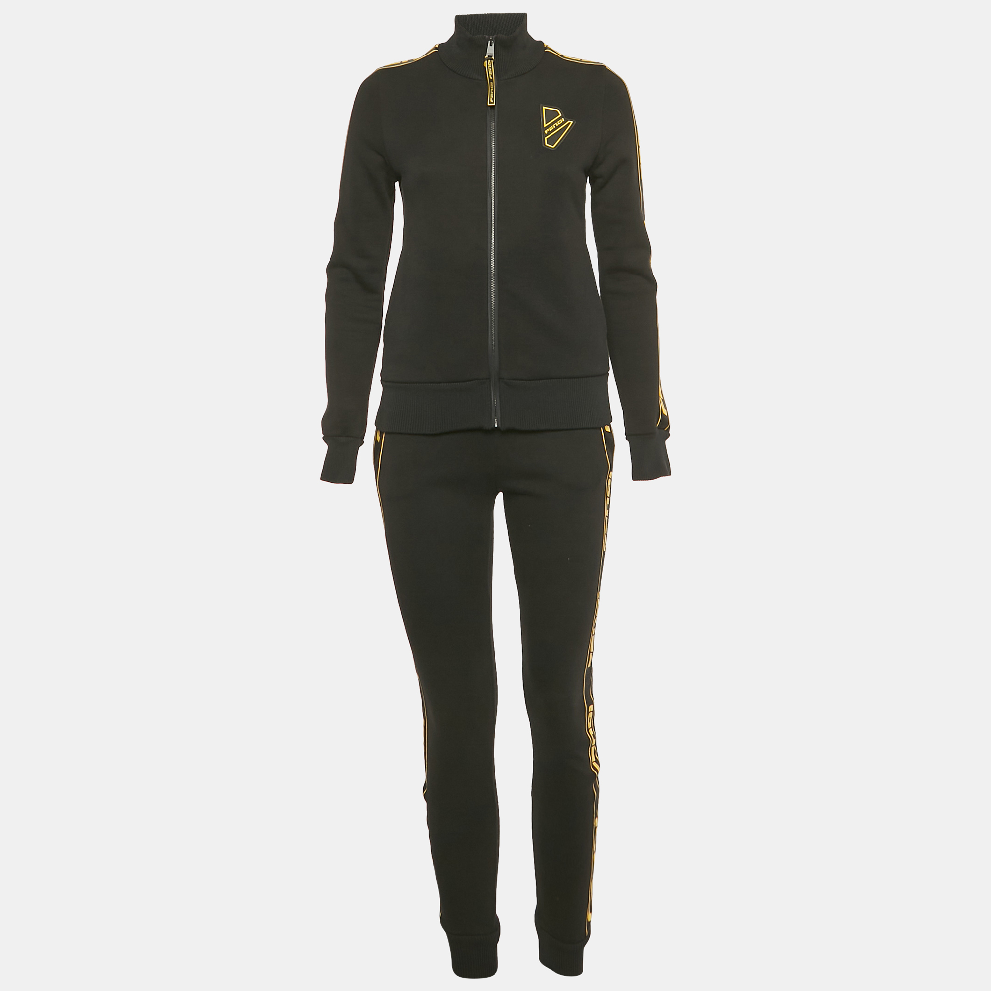 

Fendi Black Logo Applique Cotton Tracksuit S