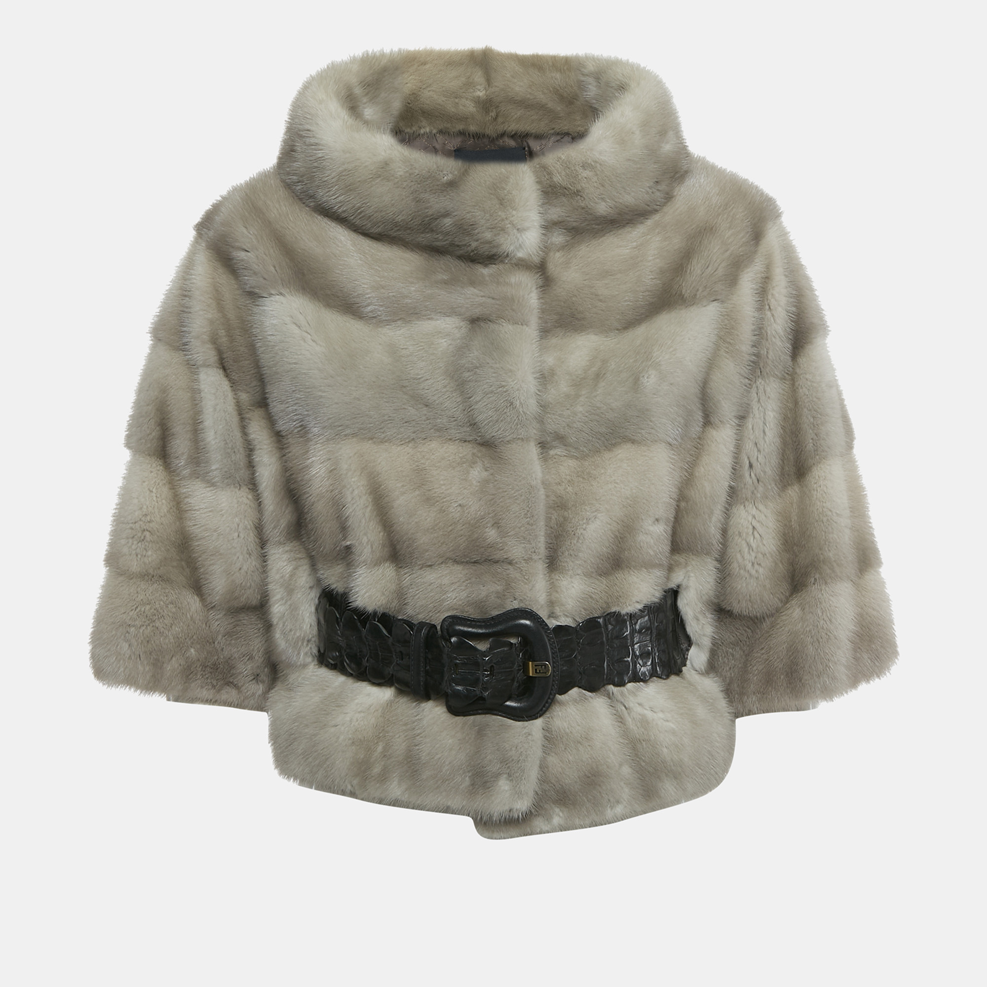 

Fendi Grey Real Fur and Genuine Leather Jacket M