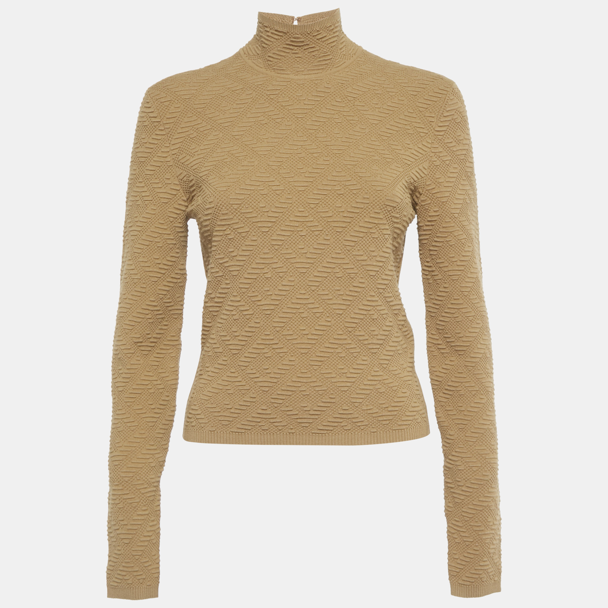 

Fendi Brown Textured Knit Mock Neck Pullover M