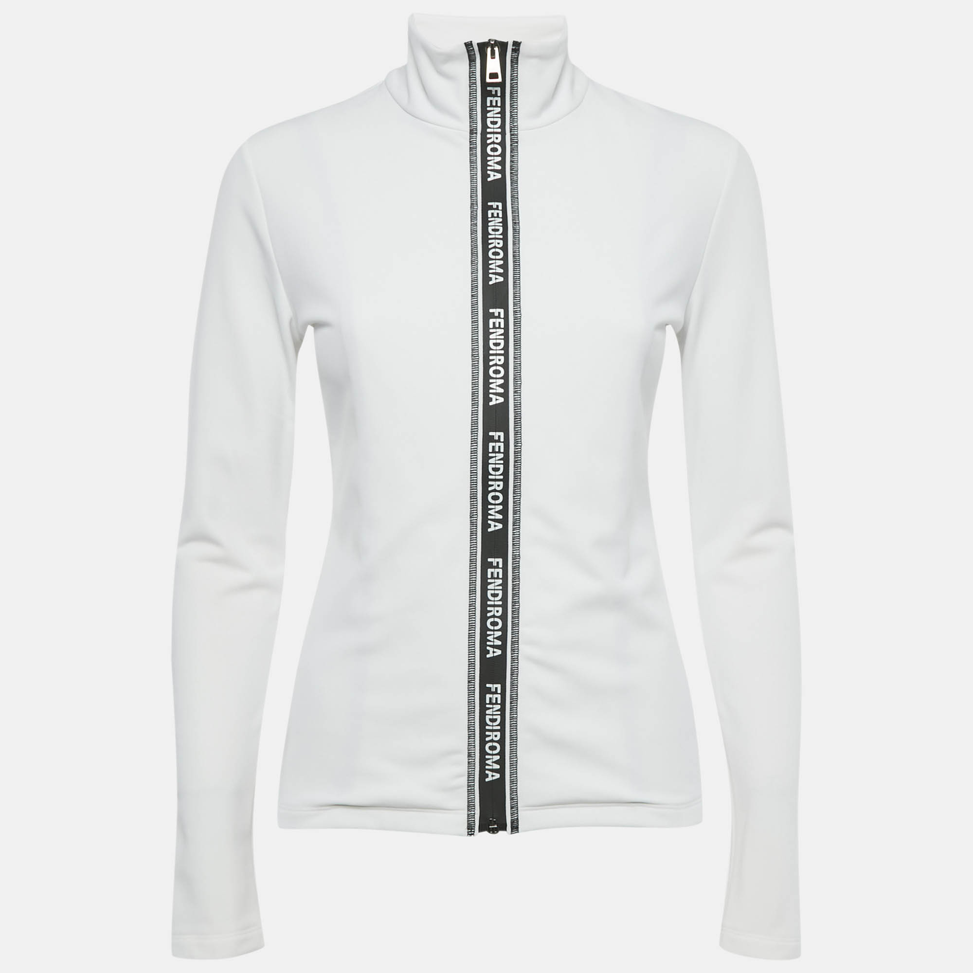 

Fendi White Jersey Zip-Up Work Out Jacket S