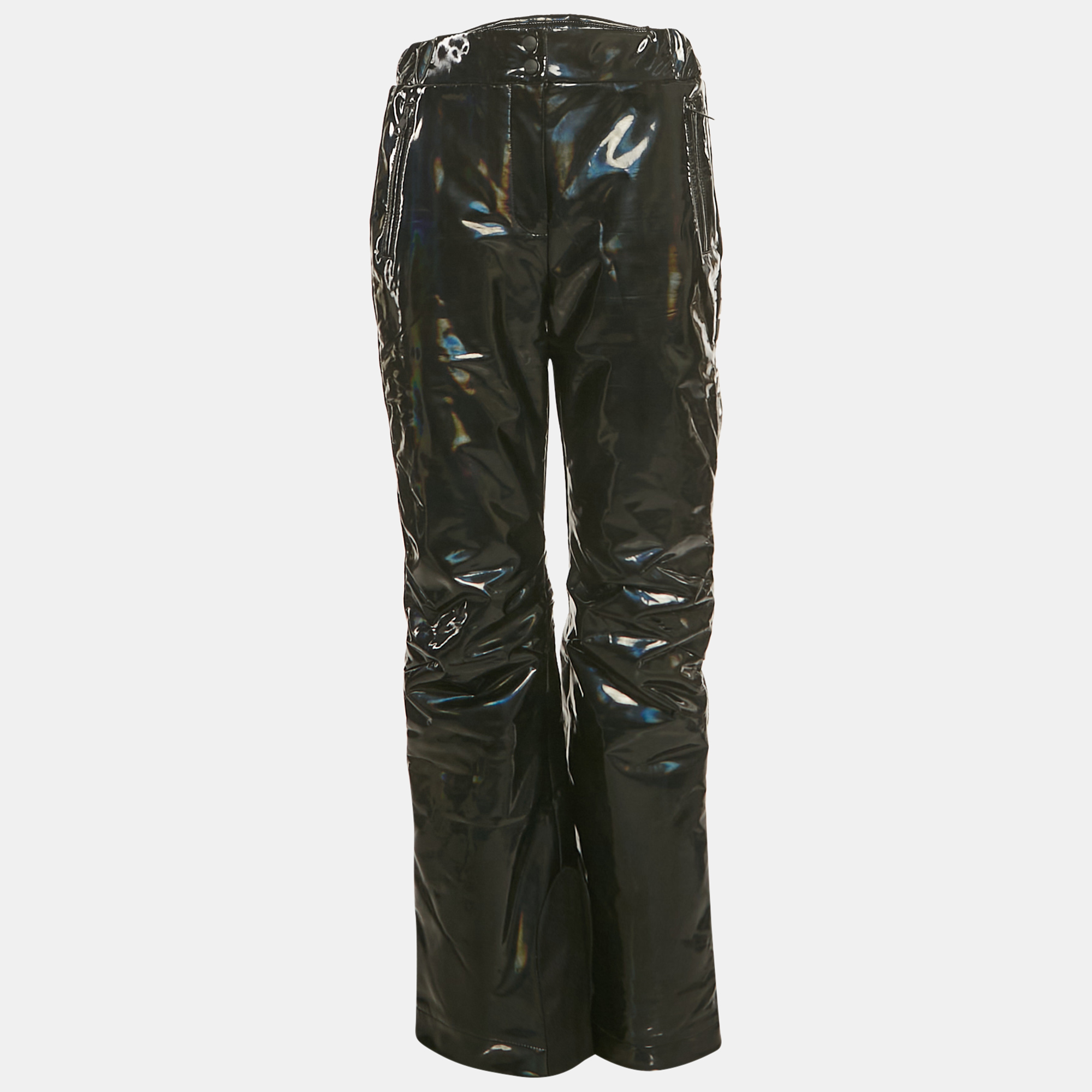 

Fendi Black Logo Strip Holographic Ski Pants M