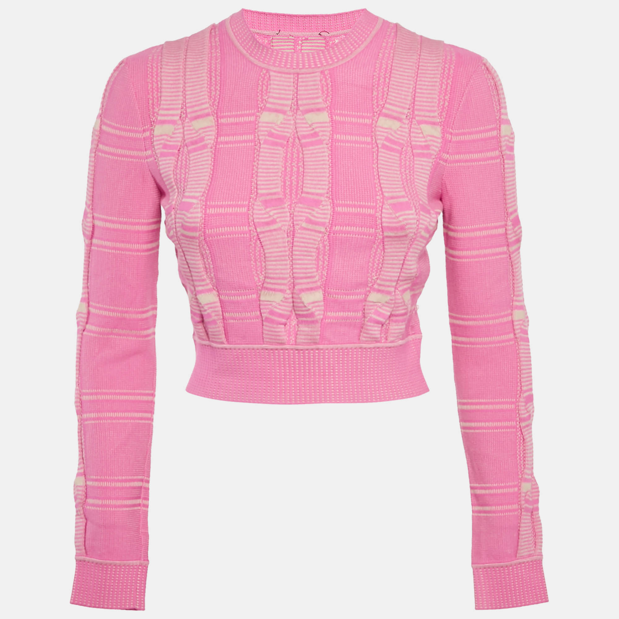 

Fendi Pink Cable Knit Wool Blend Sweater S
