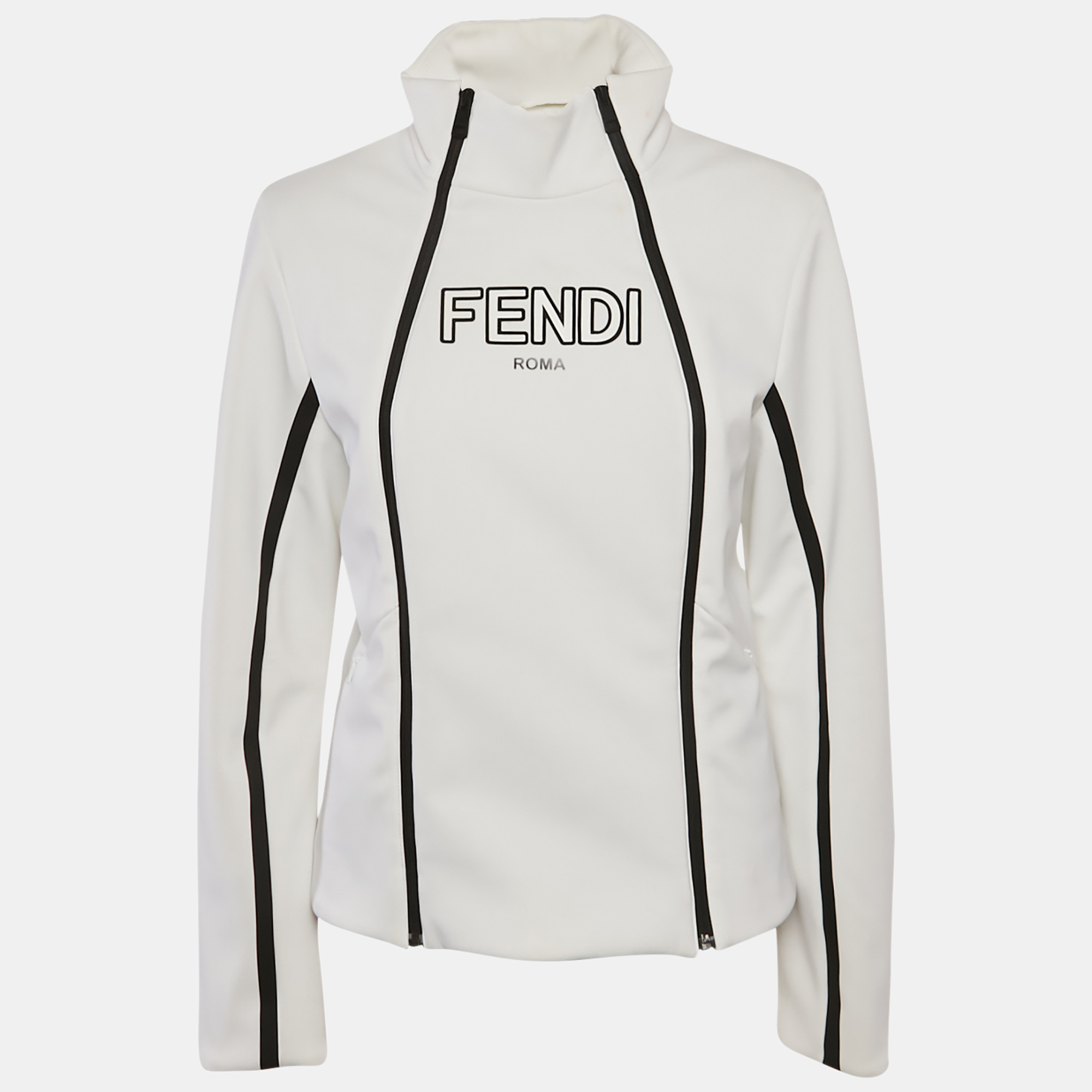 

Fendi White Logo Print Technical Jersey Ski Jacket M