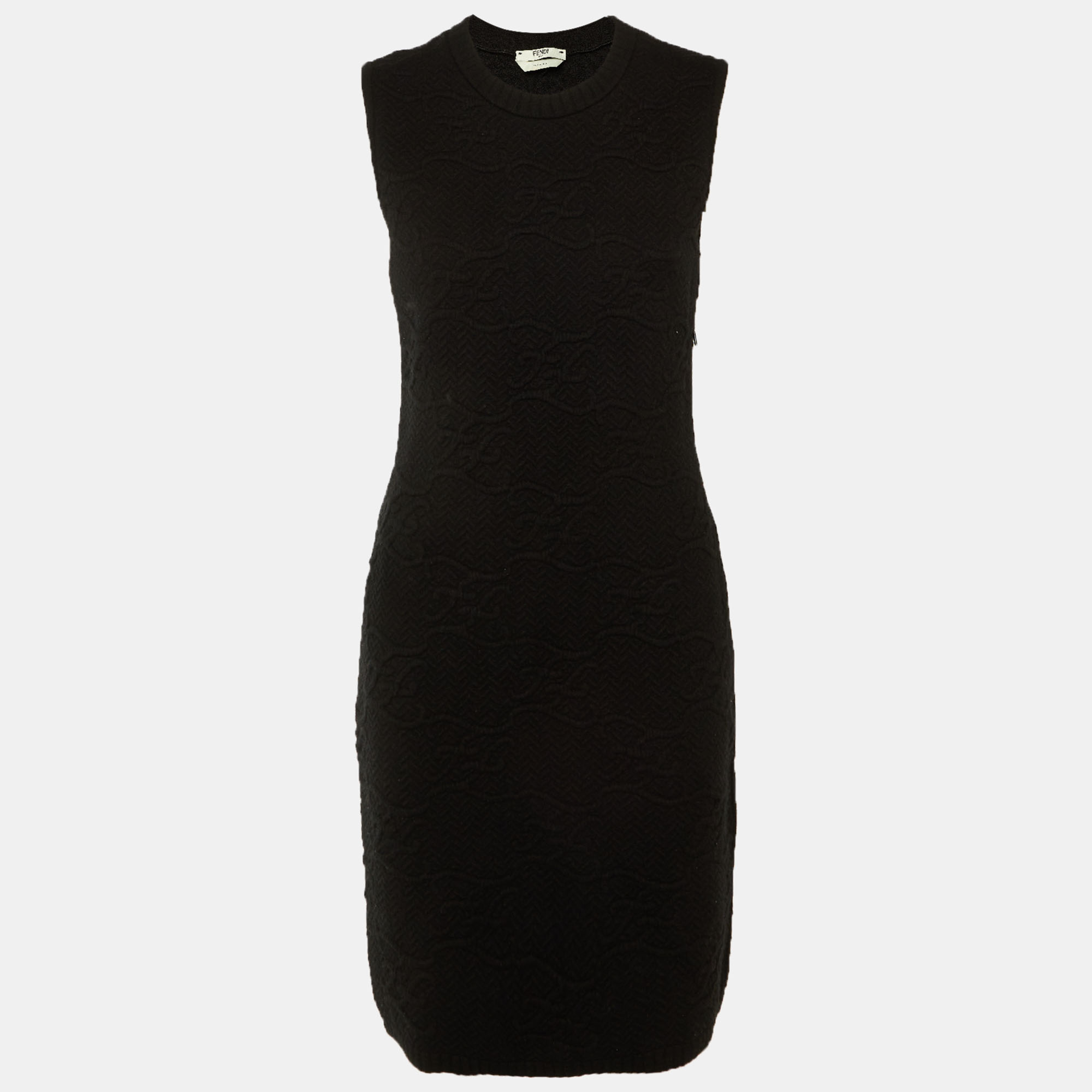 

Fendi Black Pattered Knit Short Dress M