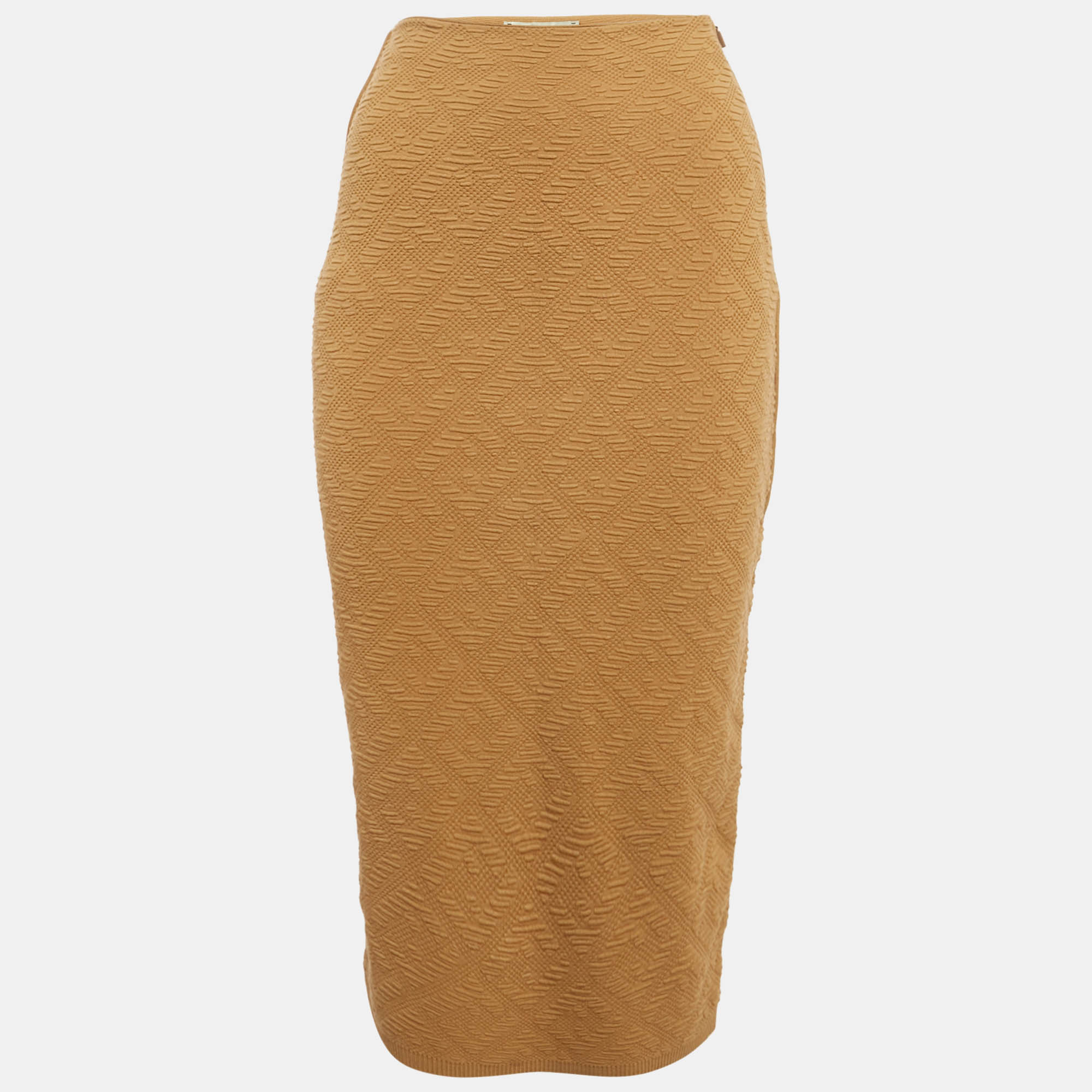 

Fendi Beige FF Logo Pattern Stretch Knit Pencil Skirt S