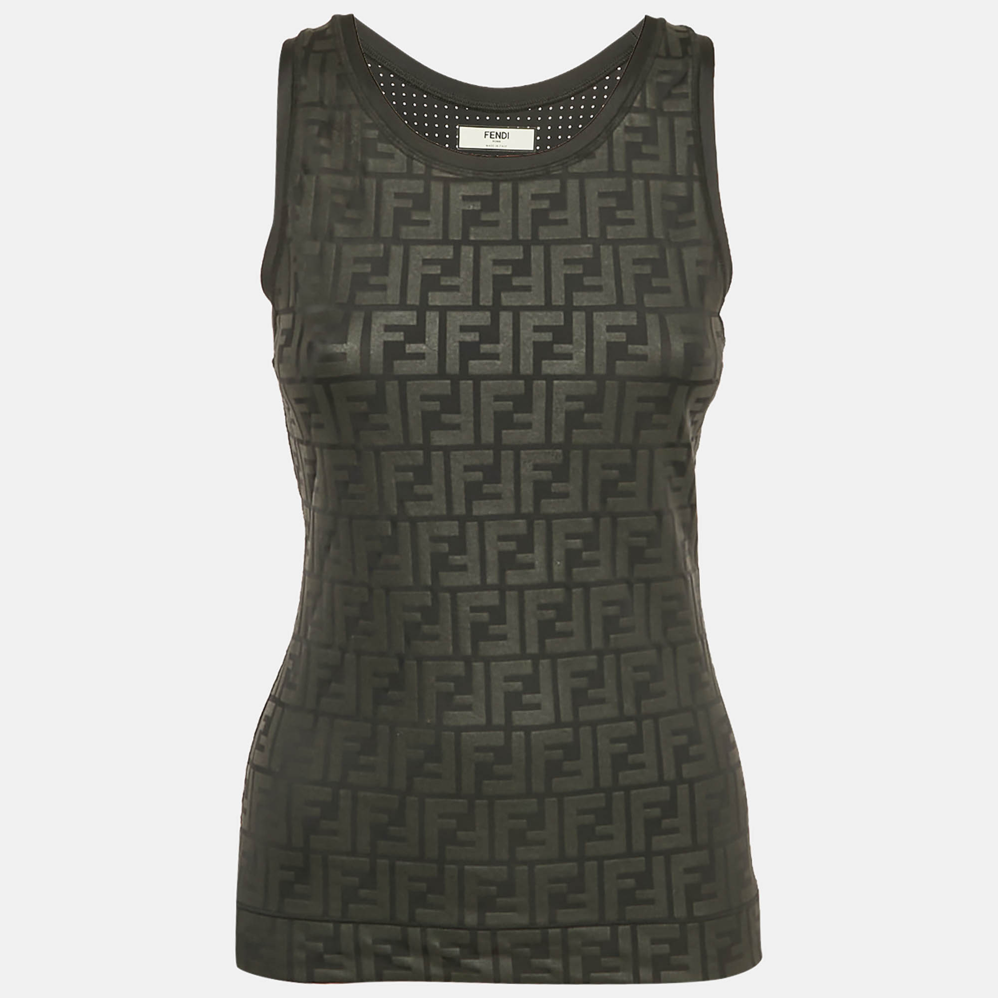 

Fendi Black Zucca Jersey Tank Top M