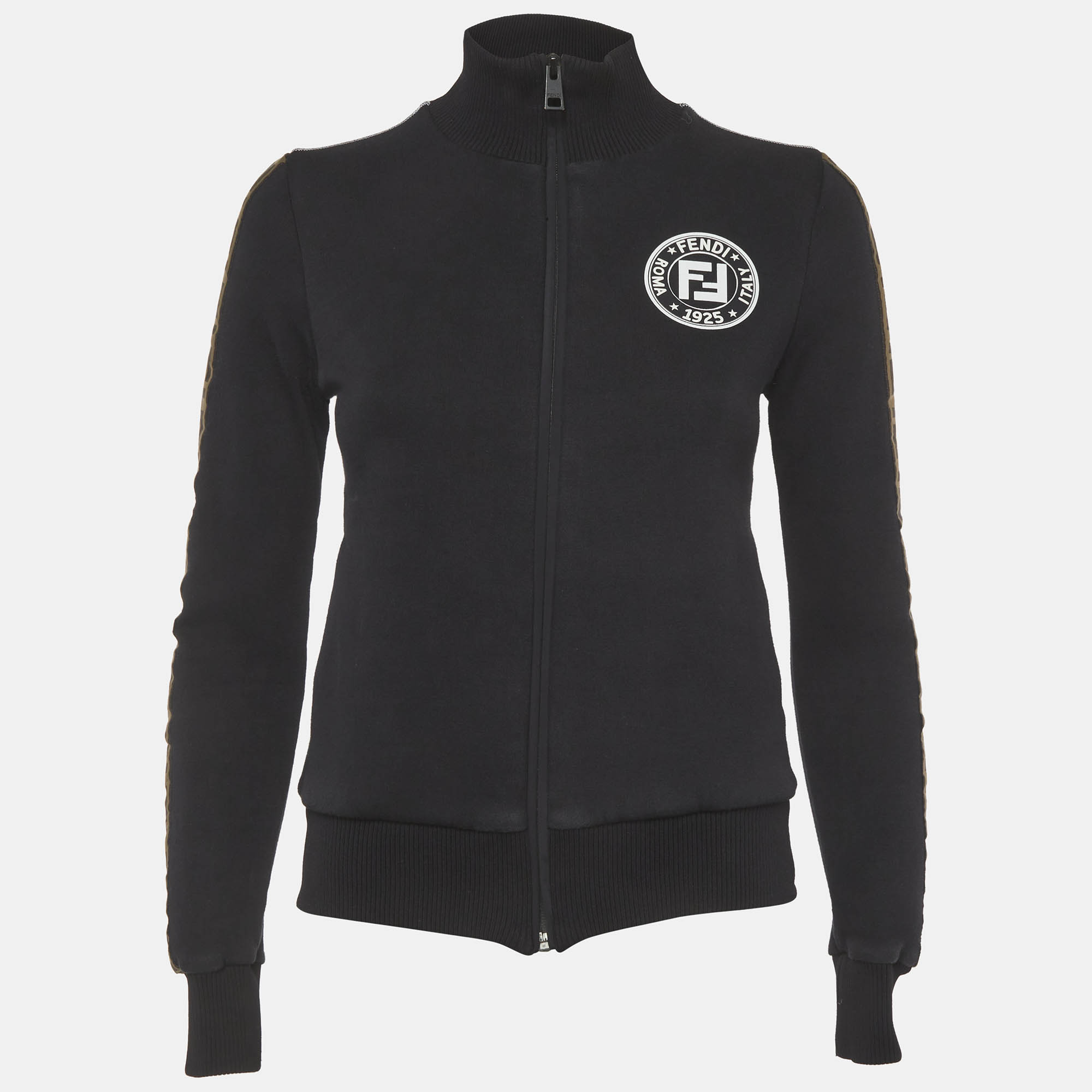 

Fendi Black Jersey FF Logo Detail Track Jacket S