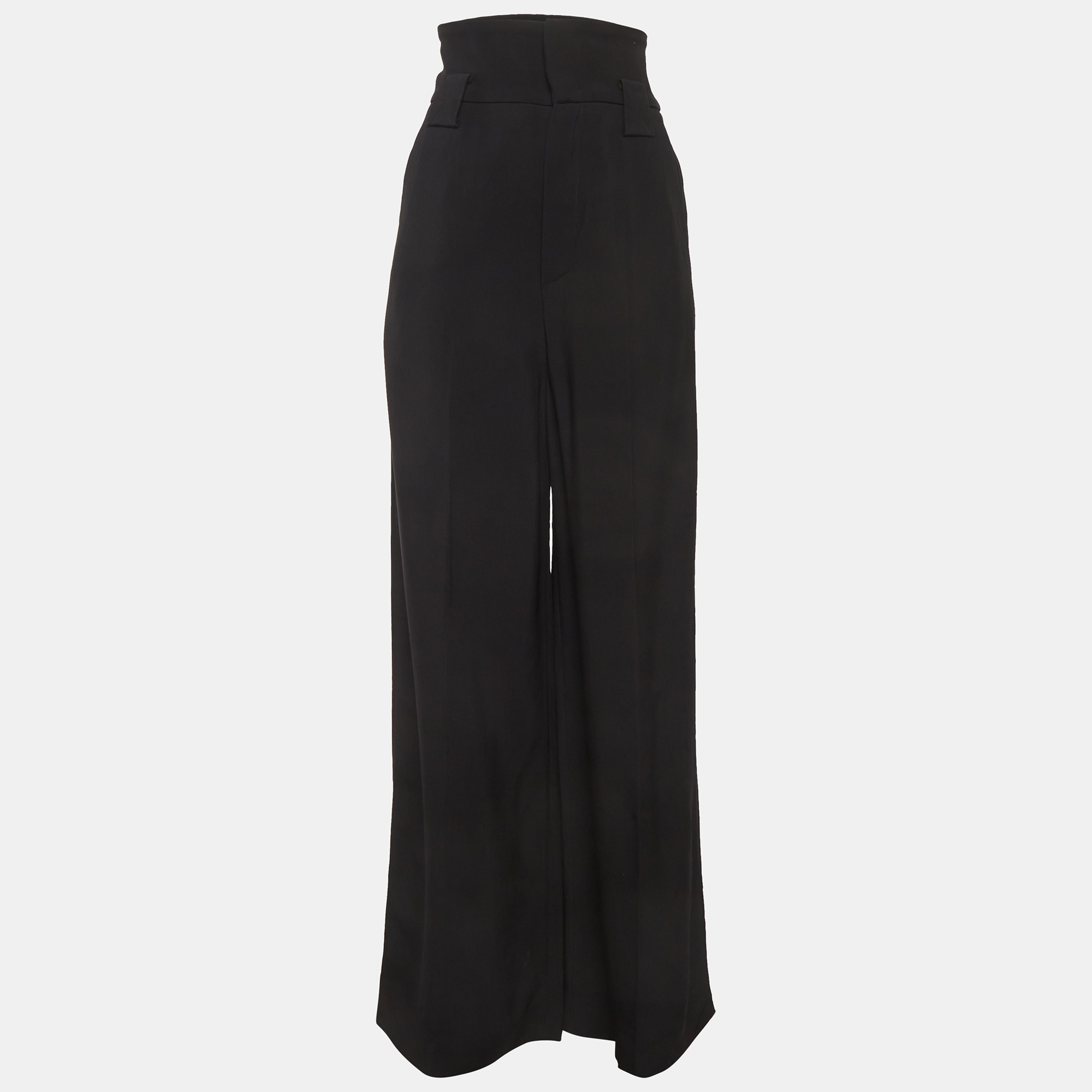 

Fendi Black Crepe Wide Leg High Rise Trousers S